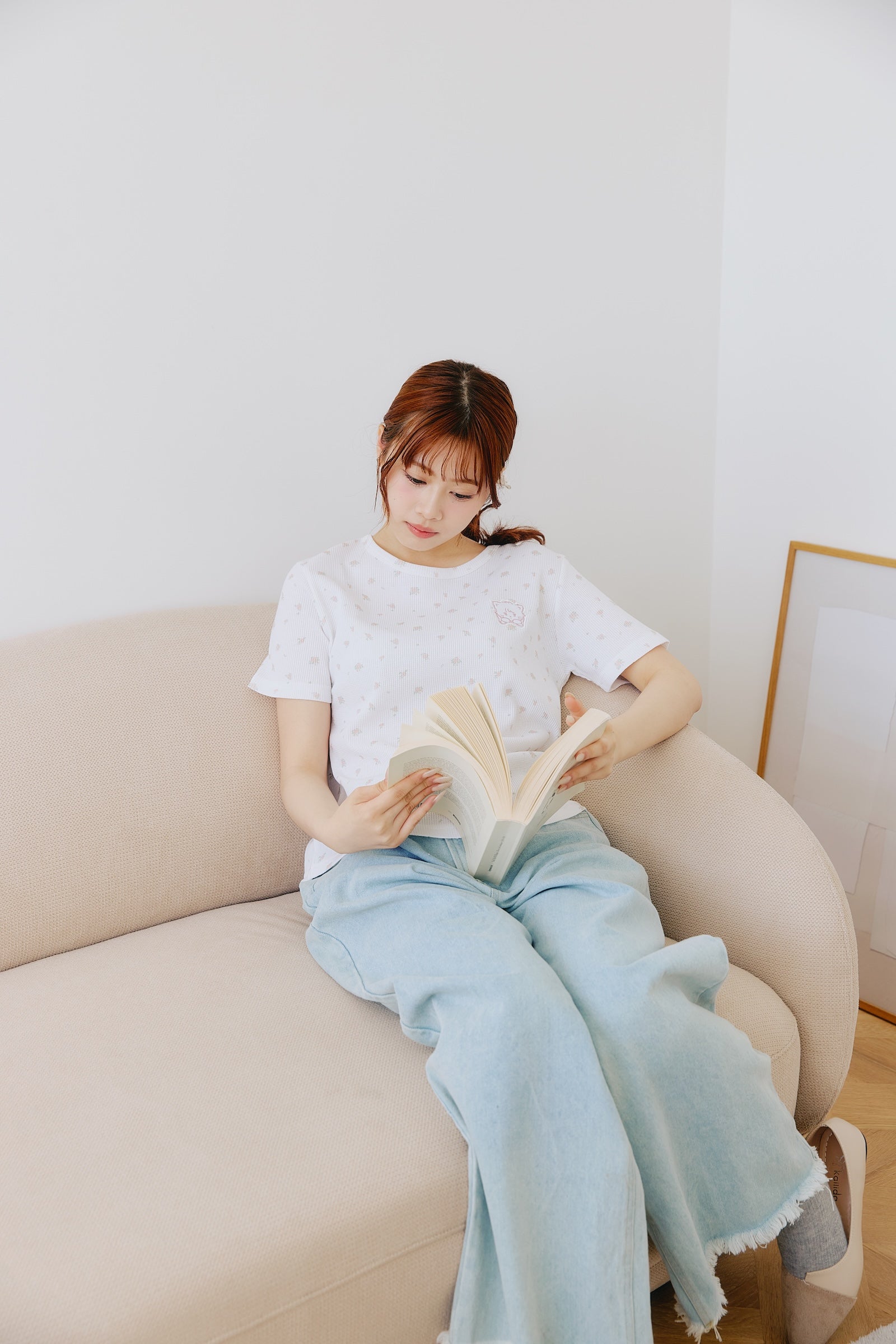 Lil ala mode  Tシャツ フラワー ムース ホワイト