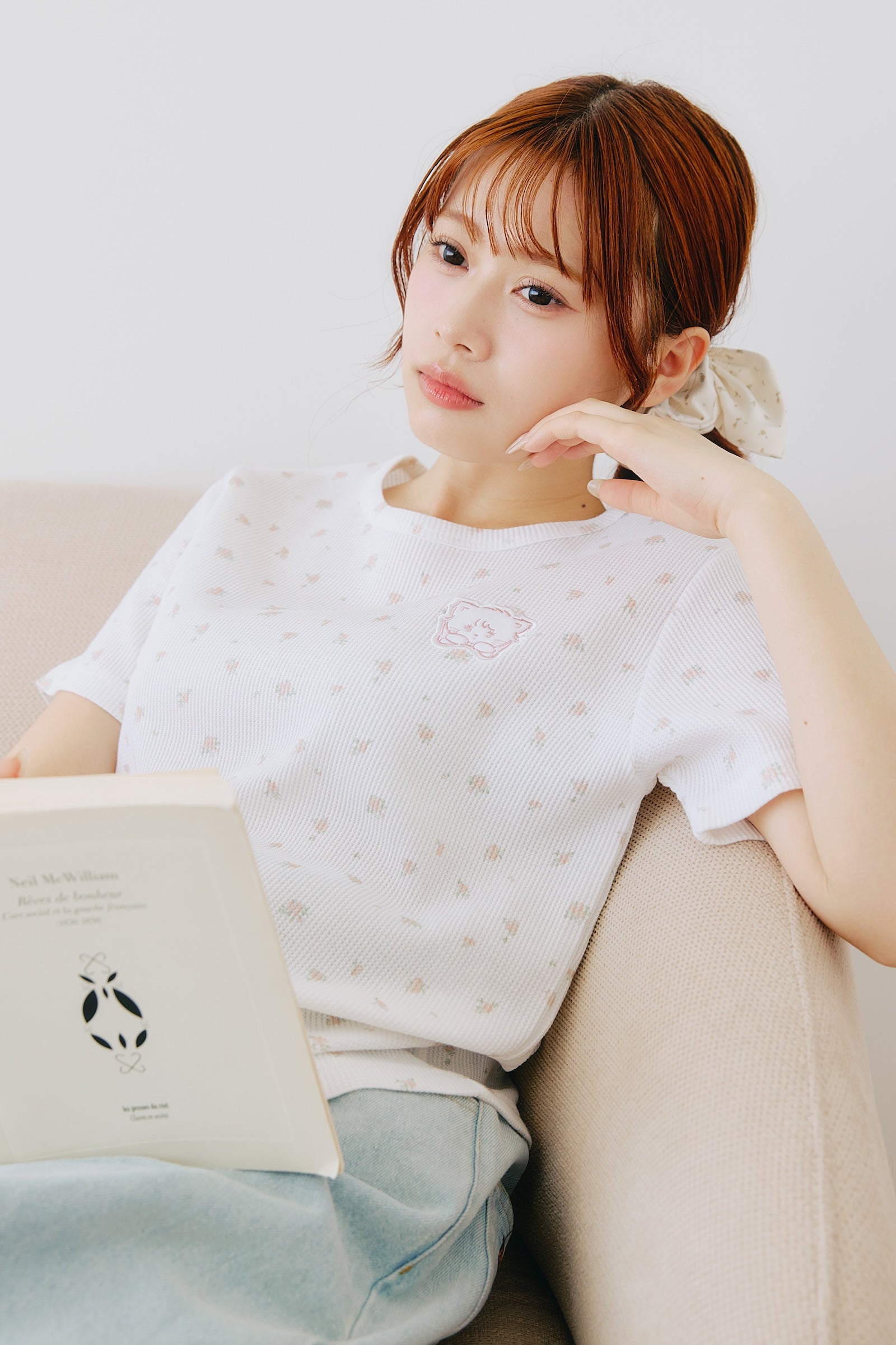 Lil ala mode  Tシャツ フラワー ムース ホワイト