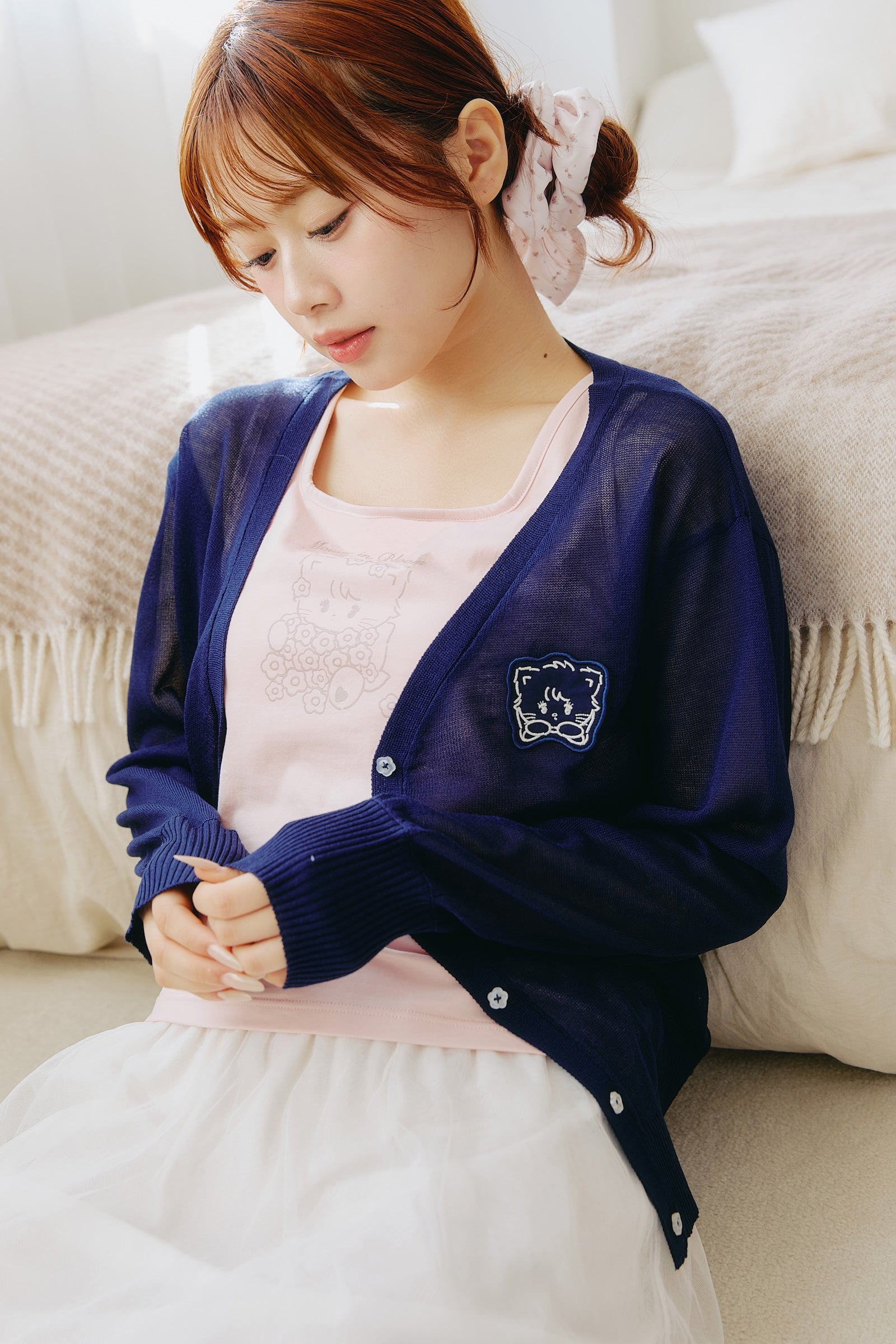 Lil ala mode カーディガン Bloom ムース ネイビー