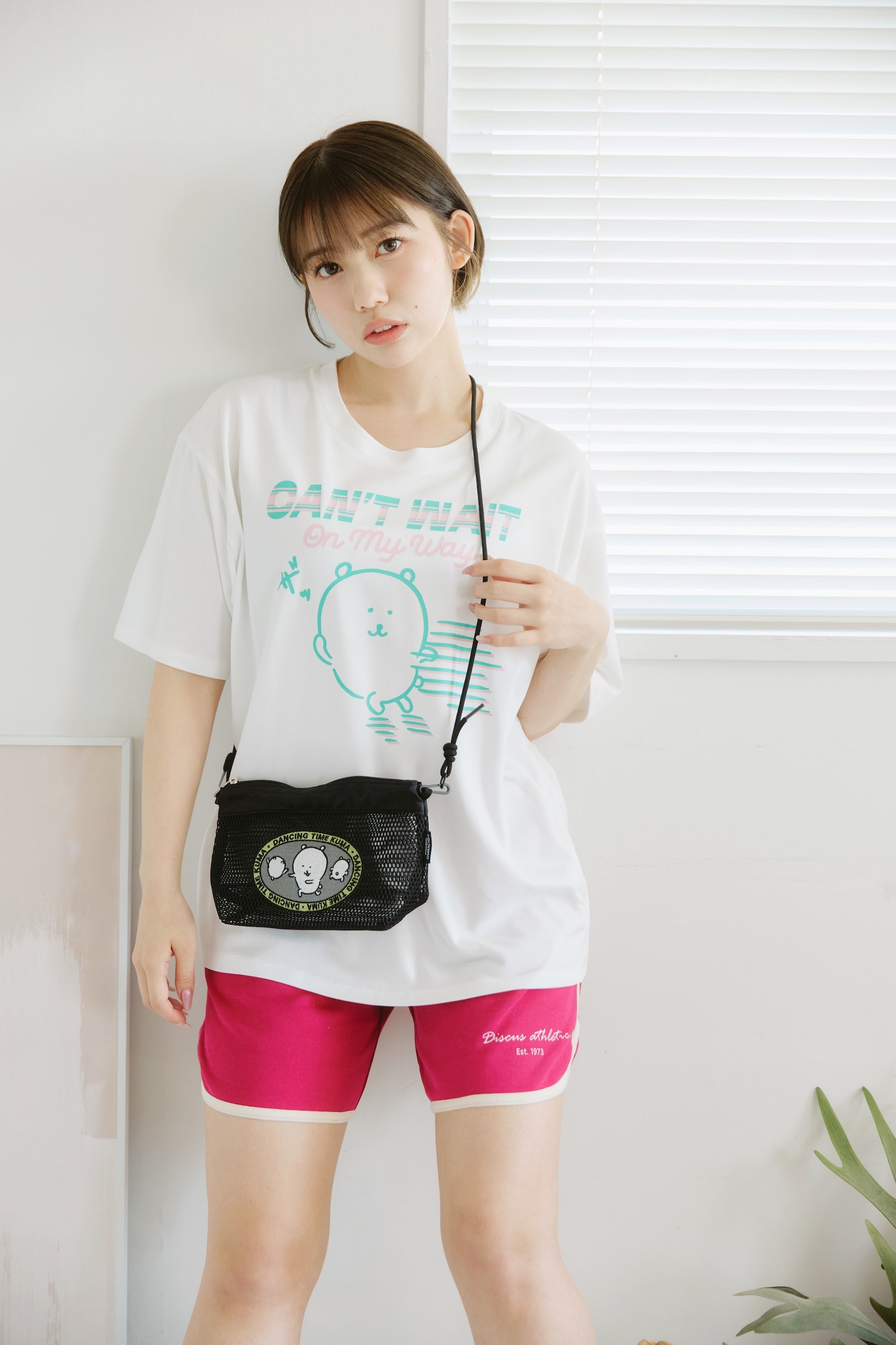 ナガノキャラクターズ メッシュショルダーバッグ ワッペン くま ブラック ONE
