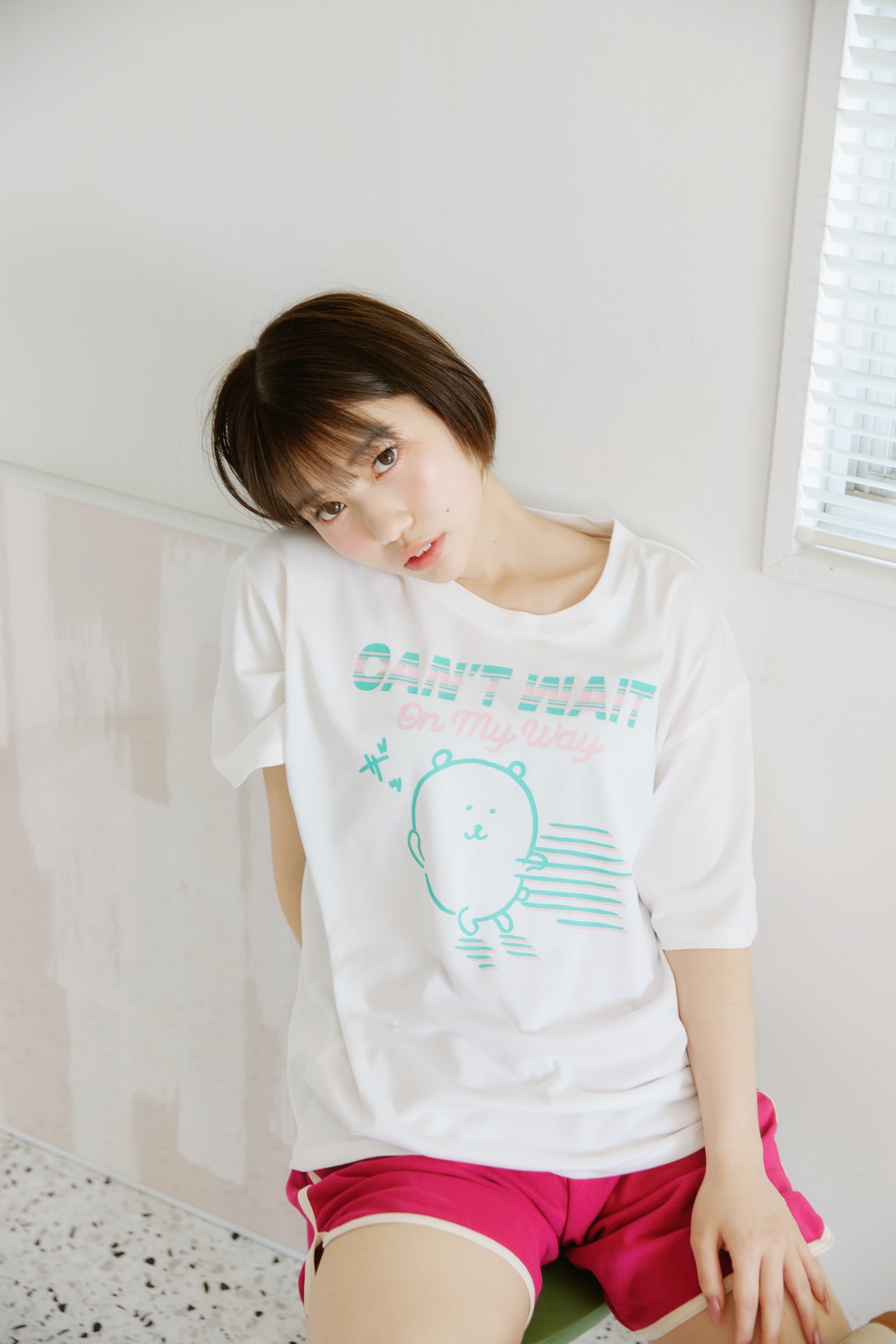 ナガノキャラクターズ ドライTシャツ CAN’T WAIT くま ホワイト