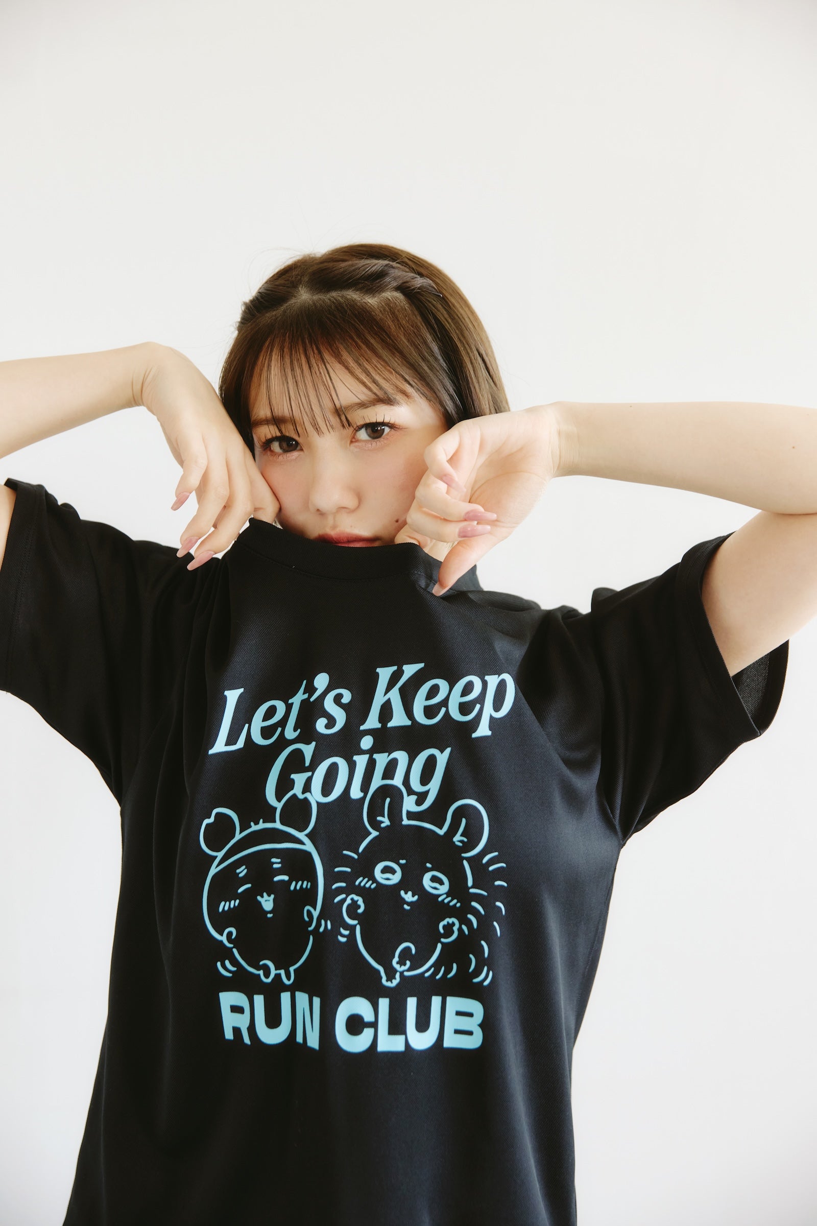 ちいかわ ドライTシャツ RUN モモンガ古本屋 ブラック