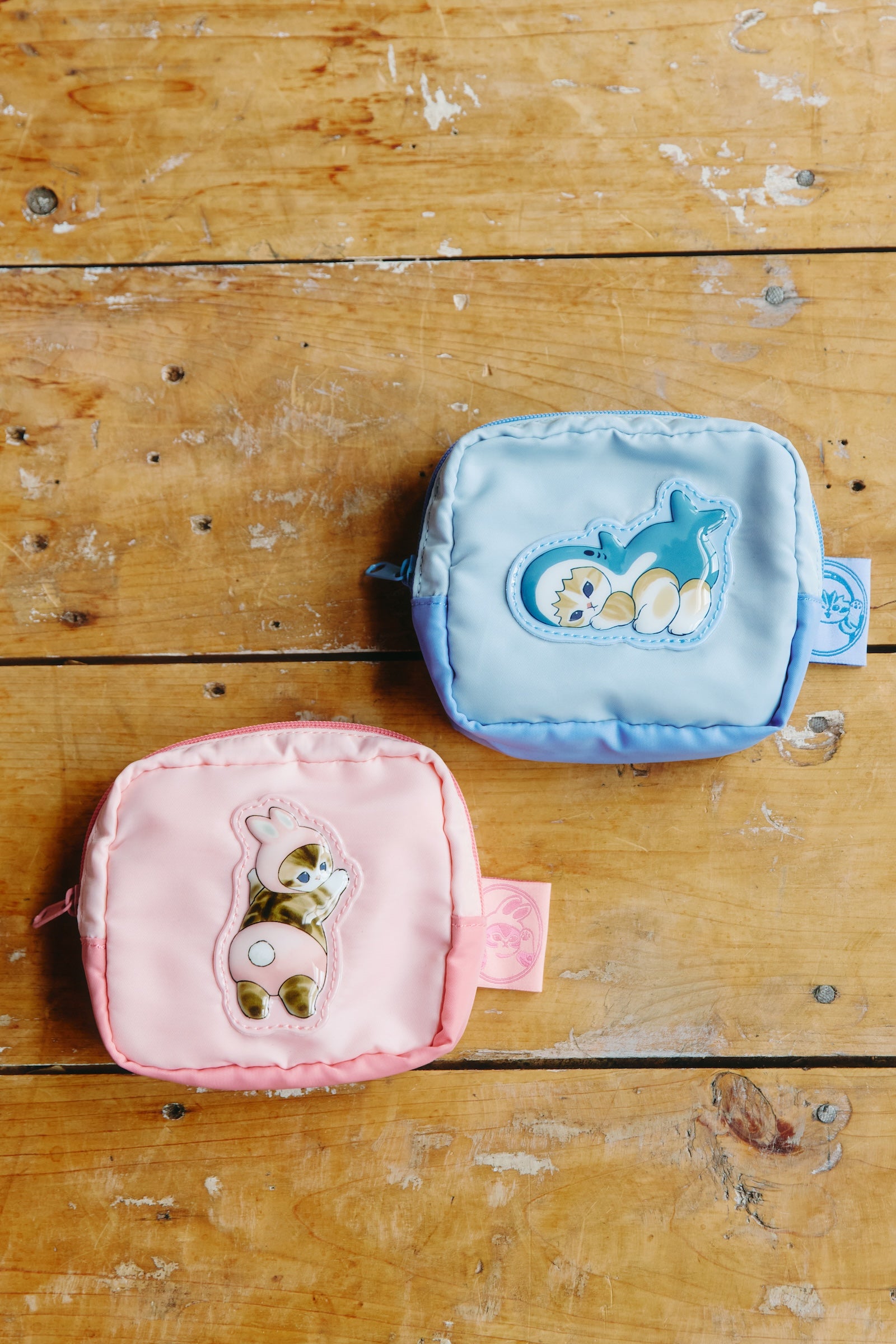 mofusand ぷっくりアップリケポーチ サメにゃん ブルー ONE