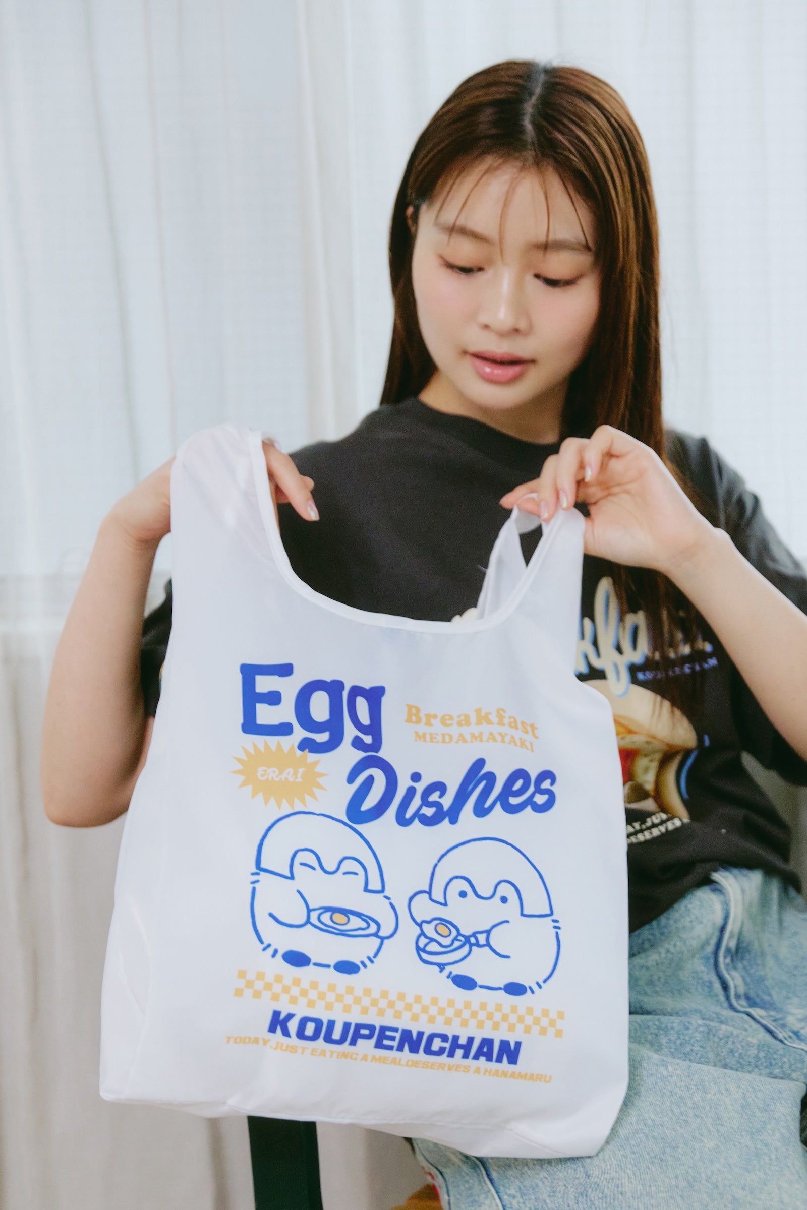 コウペンちゃん エコバッグ Egg dishes ホワイト ONE