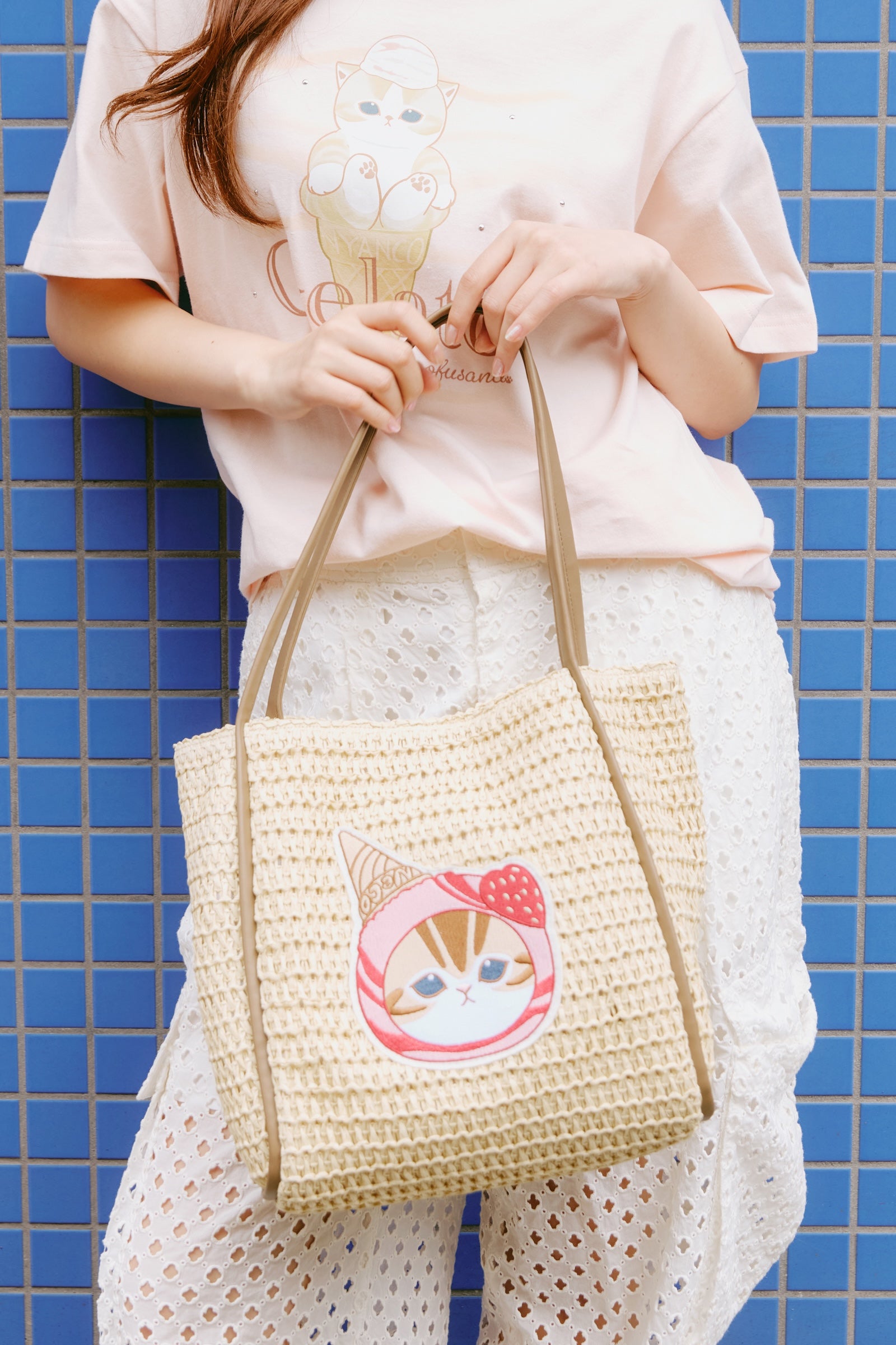 mofusand かごバッグ ストロベリー ナチュラル