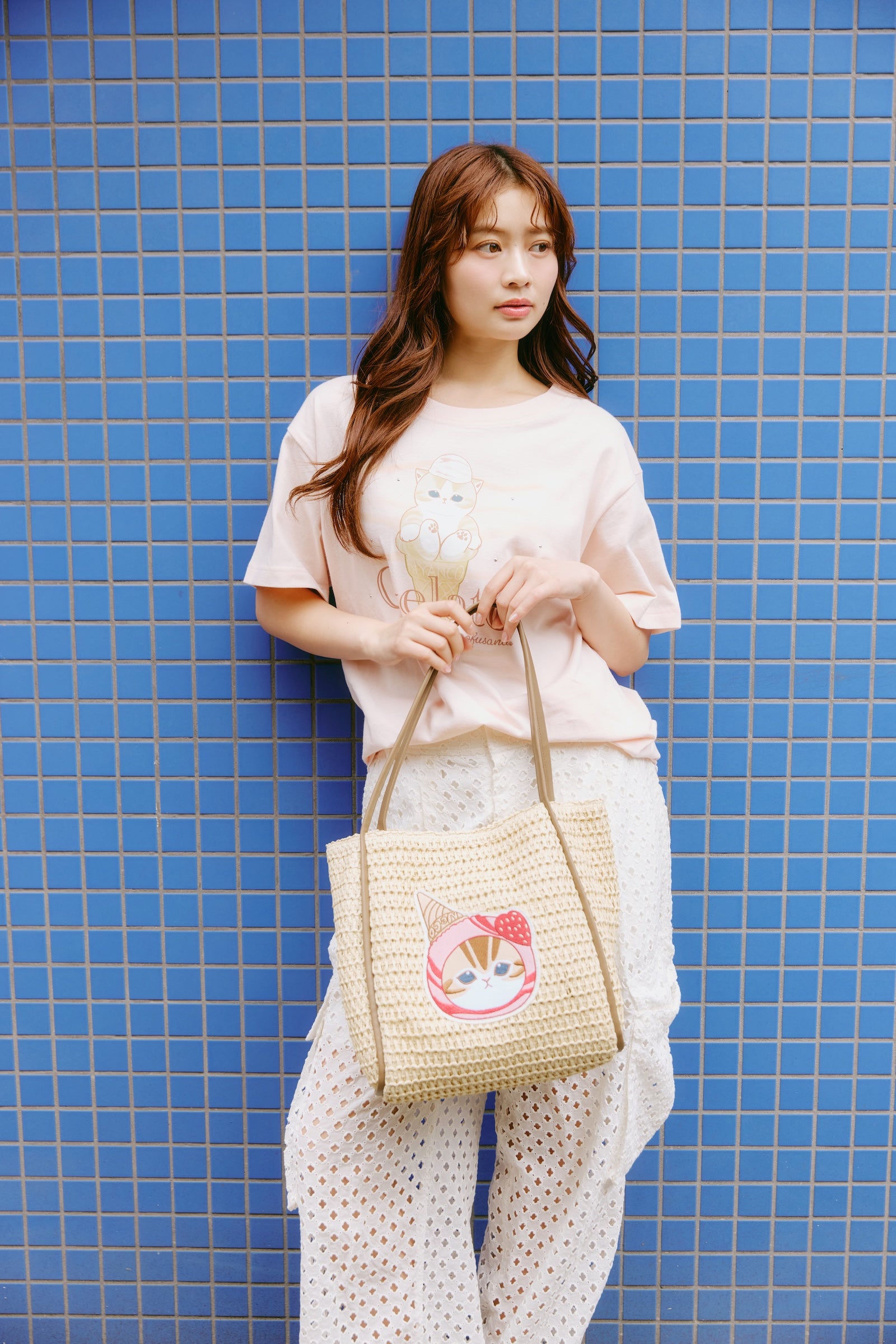 mofusand かごバッグ ストロベリー ナチュラル