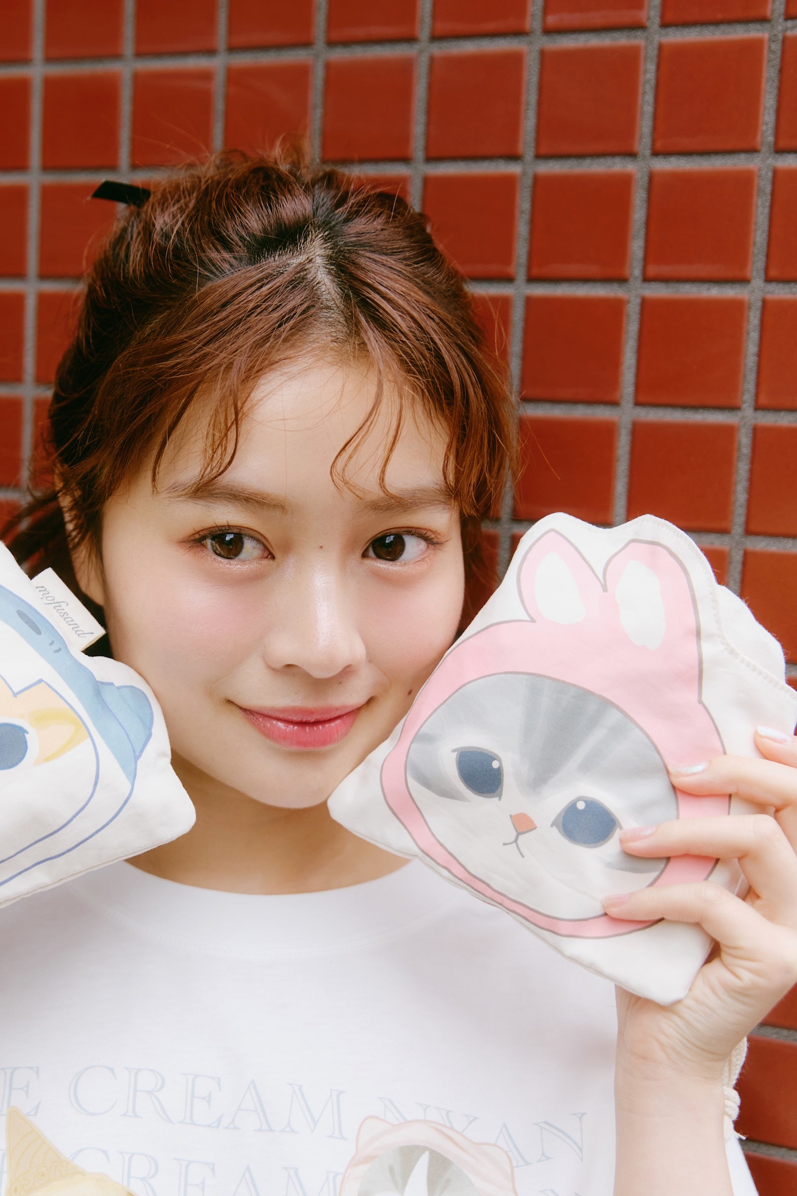 mofusand ダイカット巾着 うさにゃん ナチュラル