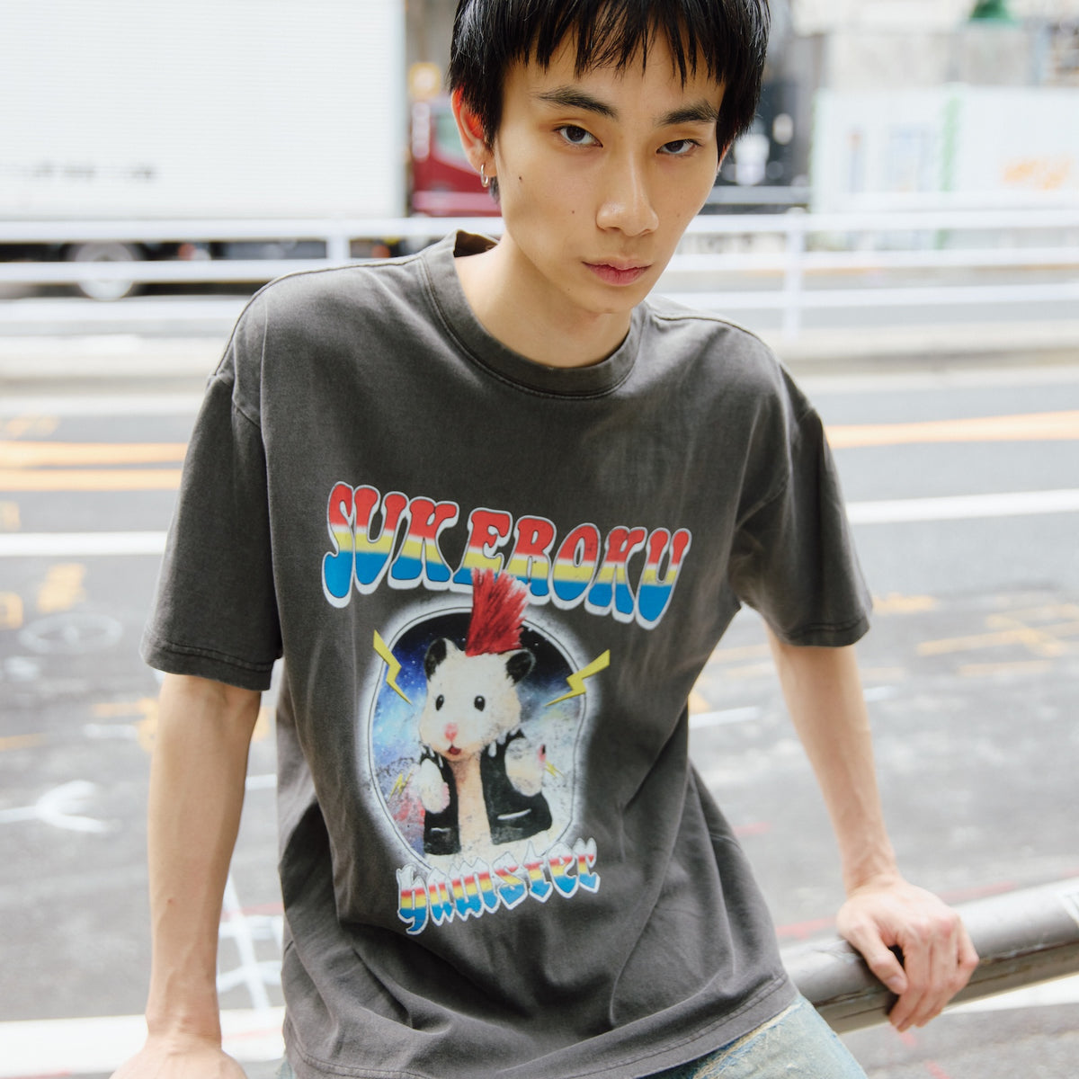 助六の日常 Tシャツ ロックな助六 スミ