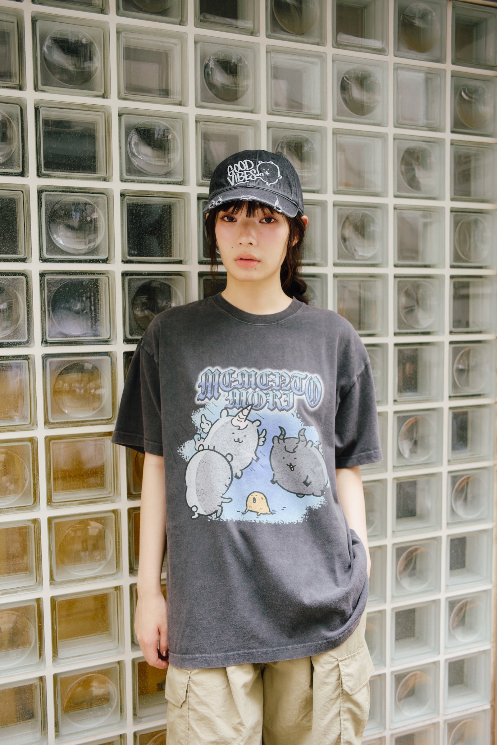 【7月中旬以降お届け】ナガノキャラクターズ TシャツMEMENTO MORI スミ