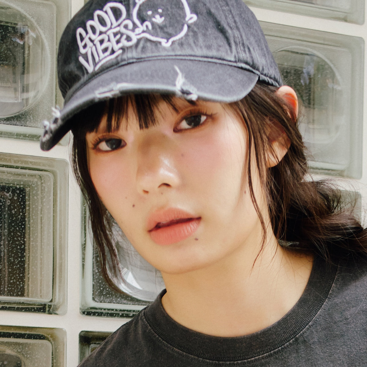 GOODENOUGH メッシュキャップ FBI キャラ ブラック ナガノキャラクターズ キャップ GOOD VIBES ブラック
