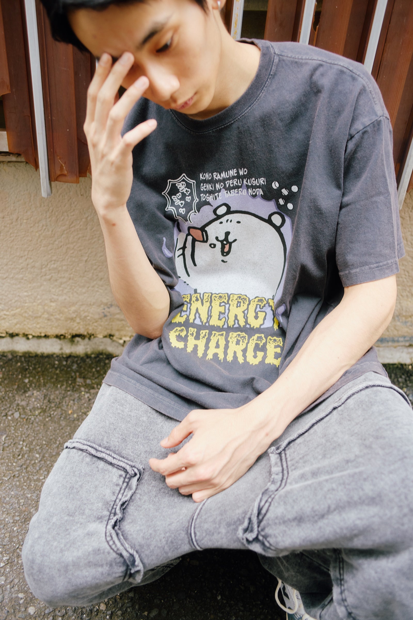【7月中旬以降お届け】ナガノキャラクターズ Tシャツ ENERGY CHARGE スミ