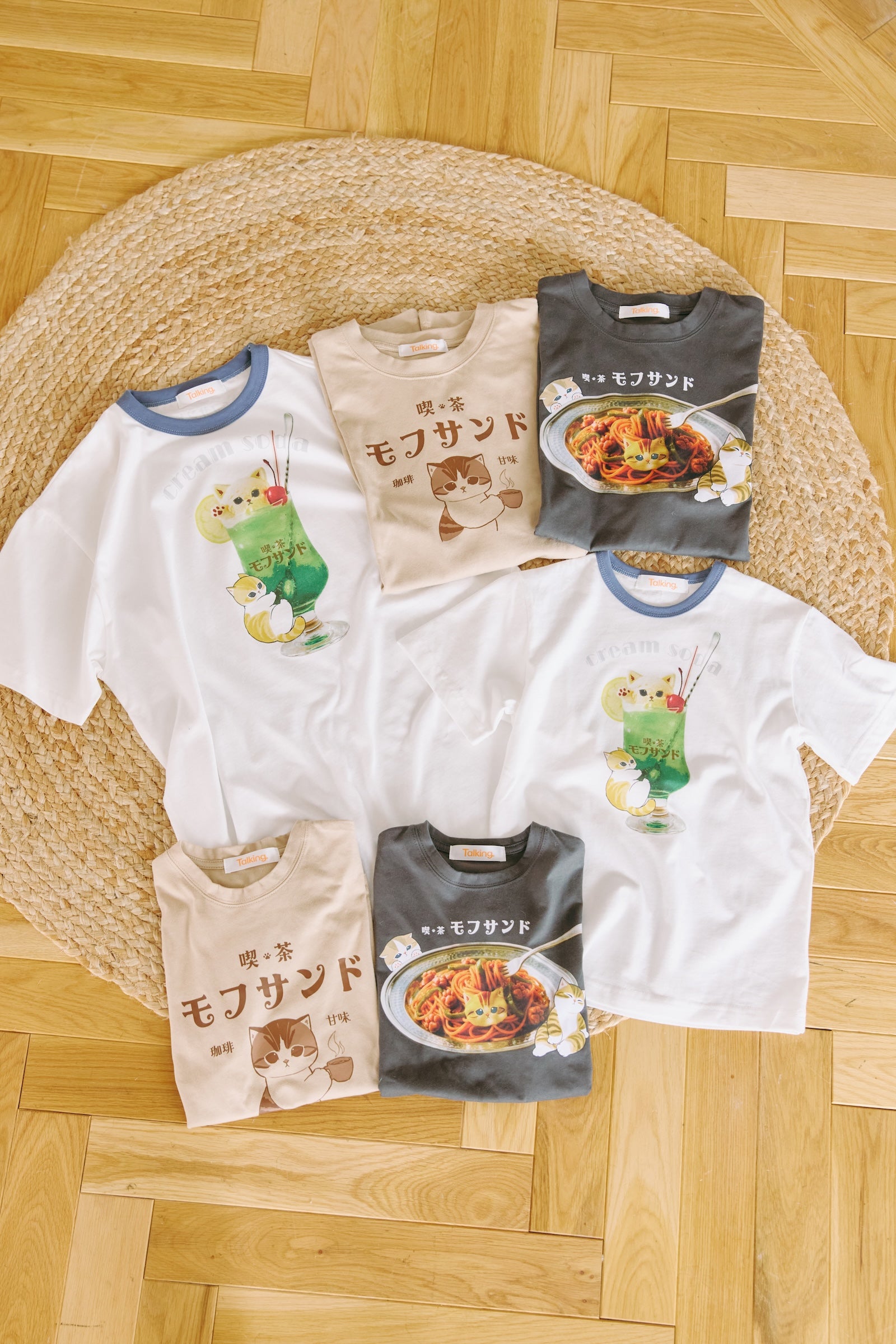 mofusand  キッズTシャツ  二ャポリタン スミクロ