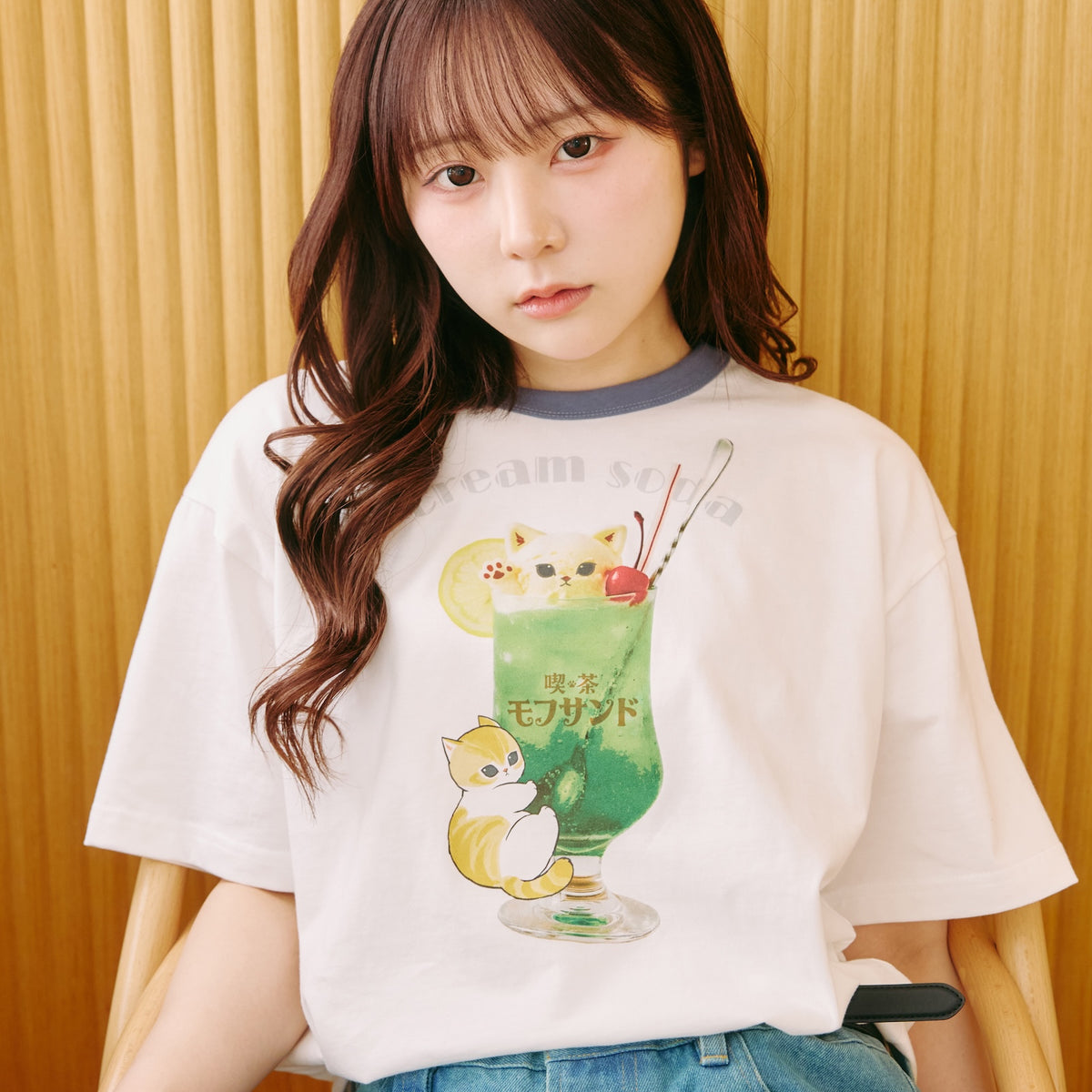mofusand Tシャツ クリームソーダ ホワイト