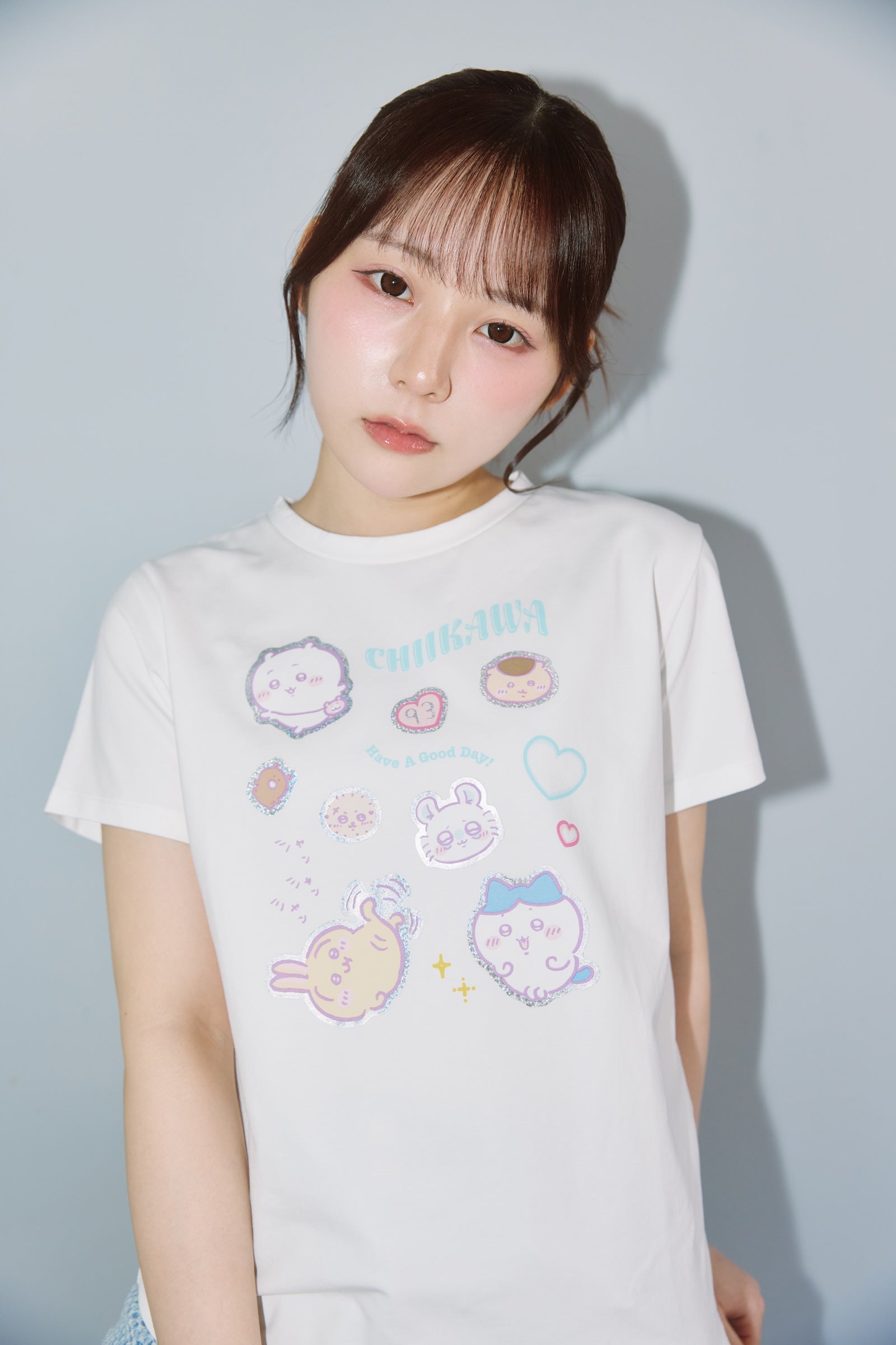 ちいかわ ラインストーンTシャツ DECO(うさぎ) ブラック