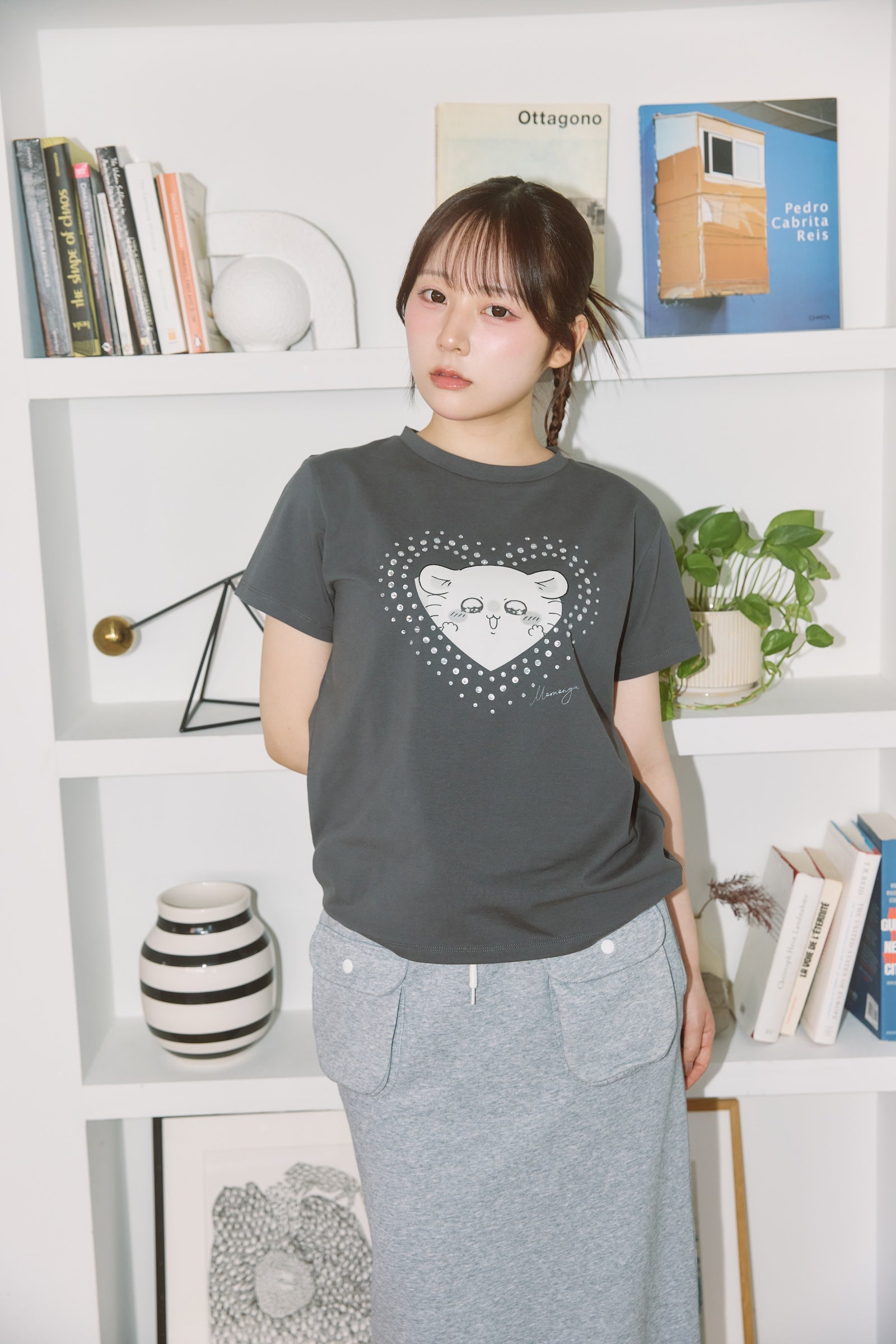 ちいかわ ラインストーンTシャツ DECO(モモンガ) スミクロ