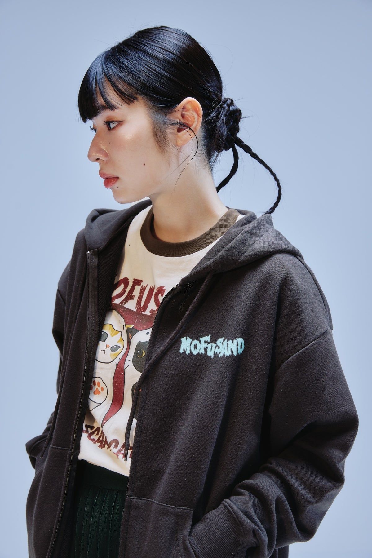 mofusand ジップパーカー MEOWING CATS スミクロ