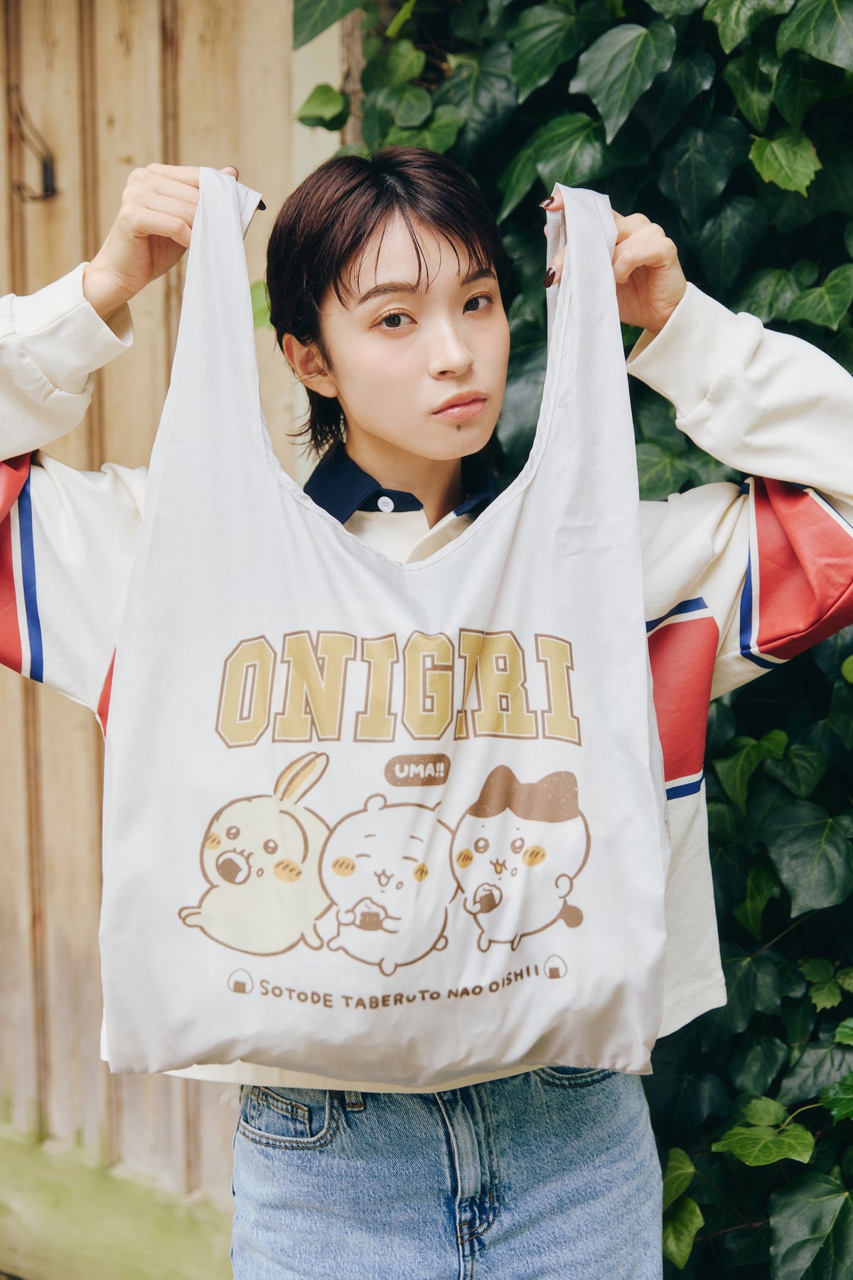 ちいかわ エコバッグ ONIGIRI UMA!! ベージュ ONE