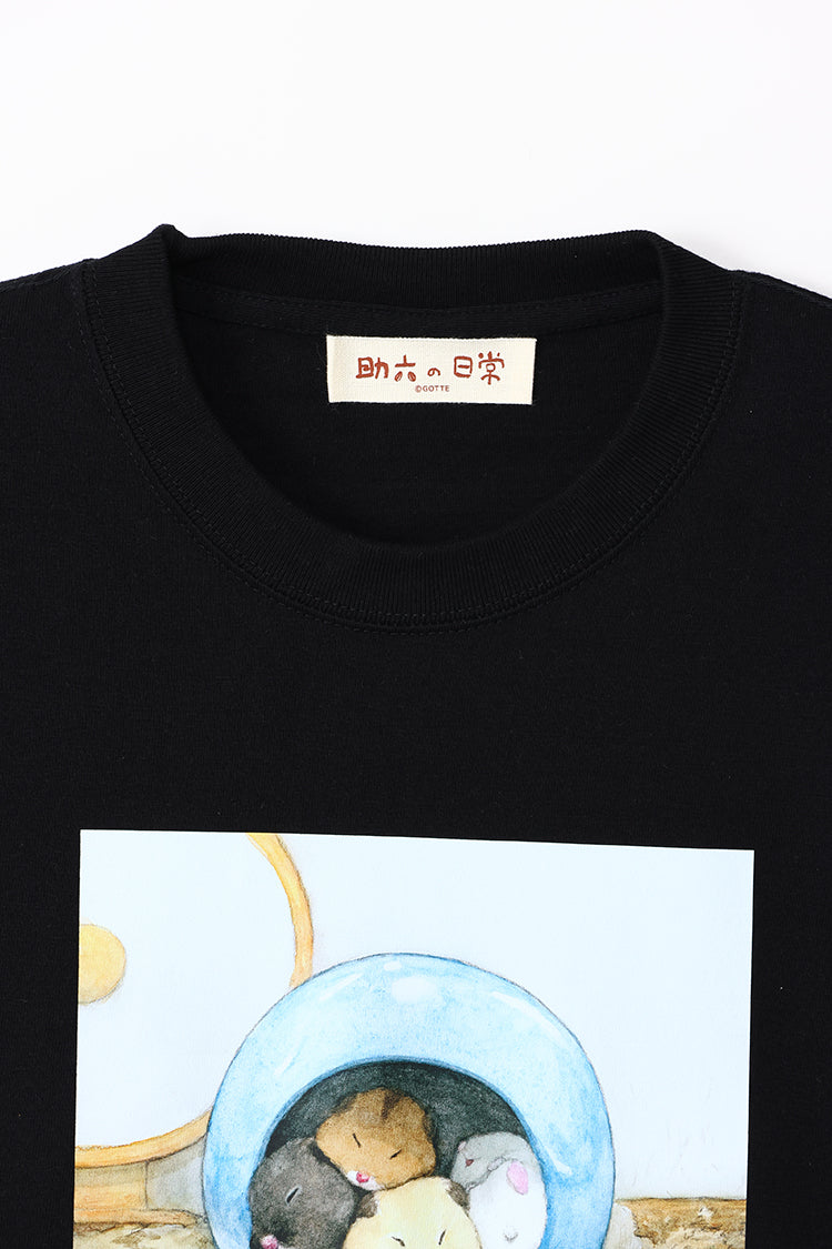 助六の日常 Tシャツ ハムスター達 ブラックのページ