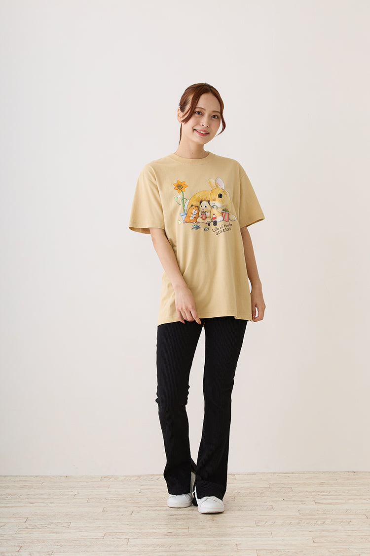 助六の日常 Tシャツ うさぎ ライトベージュ