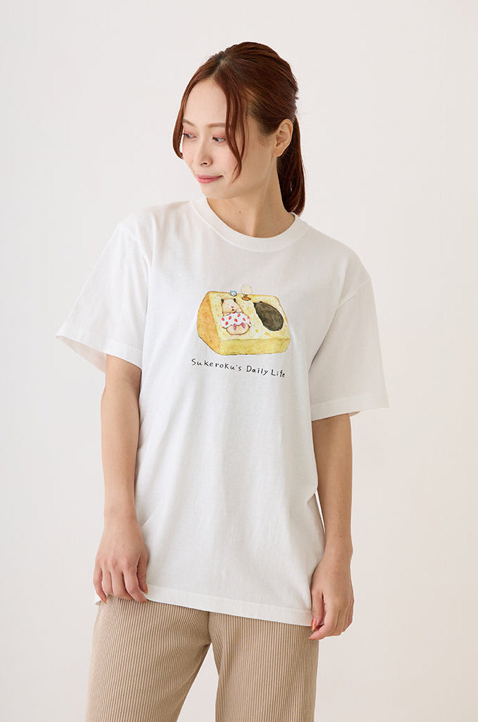 助六の日常 Tシャツ シフォンのベッド ホワイト