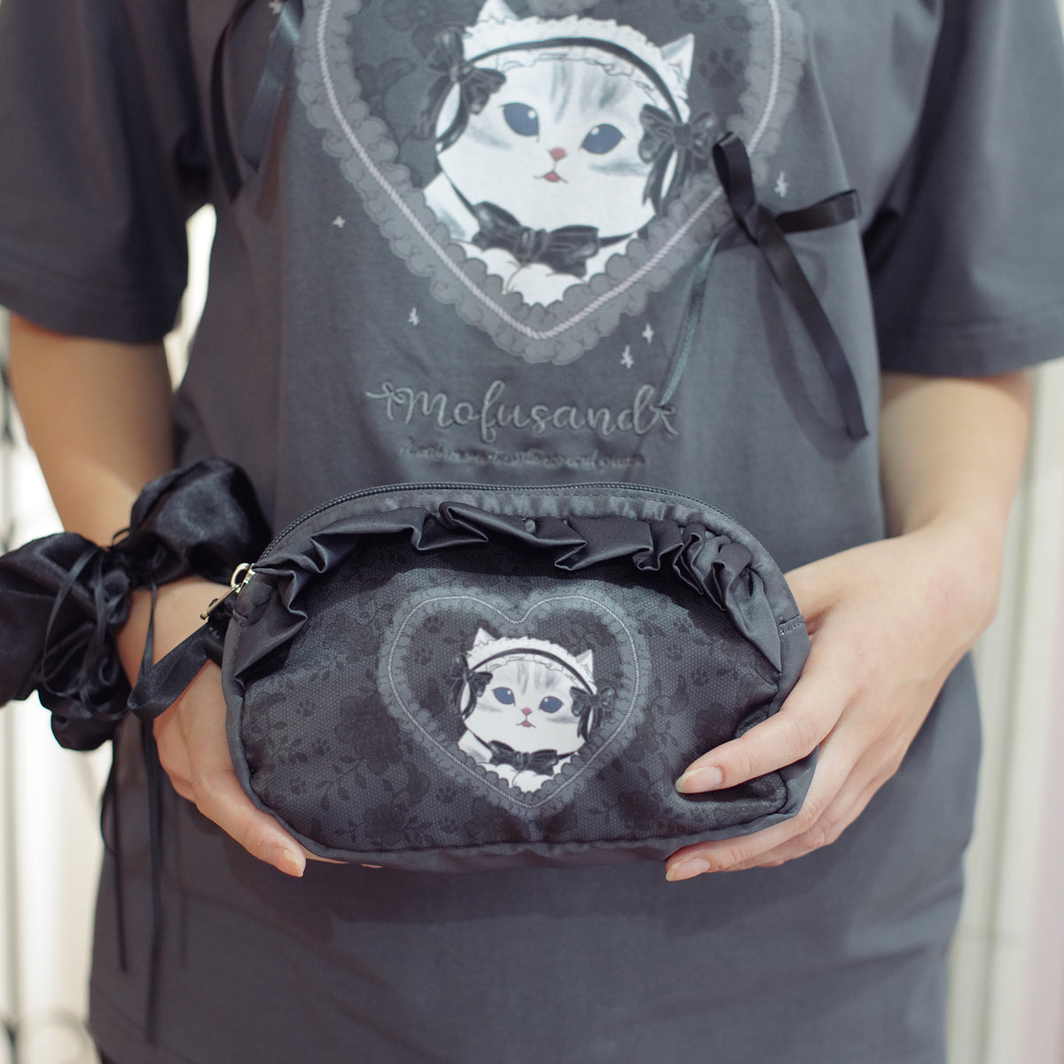 mofusand バレエコア ポーチ くろりぼにゃん ブラック