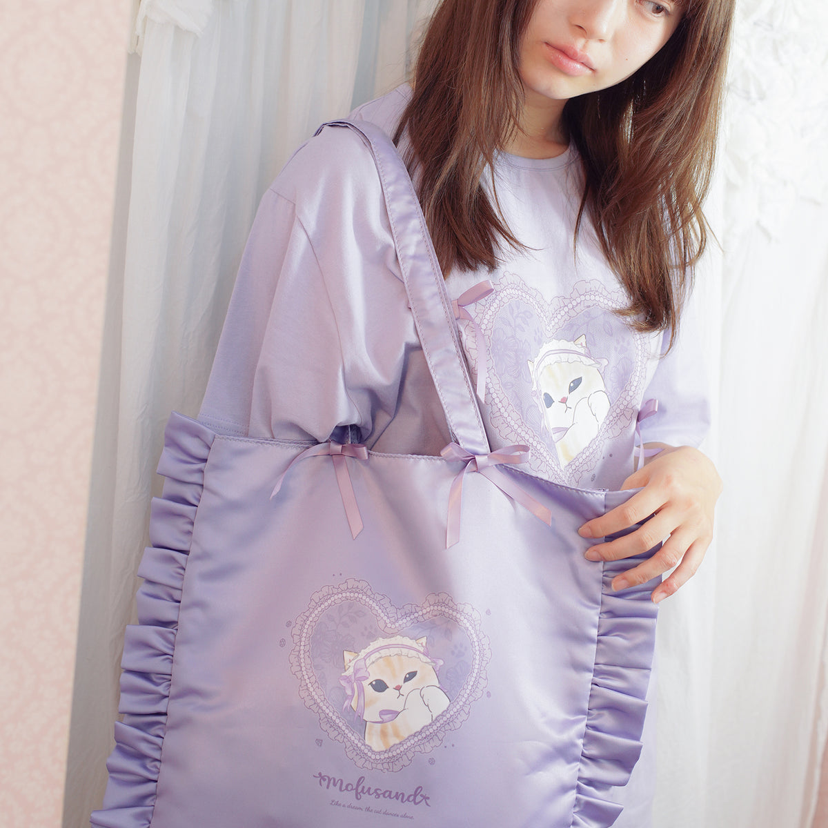 mofusand バレエコア トートバッグ ラベりぼにゃん パープル