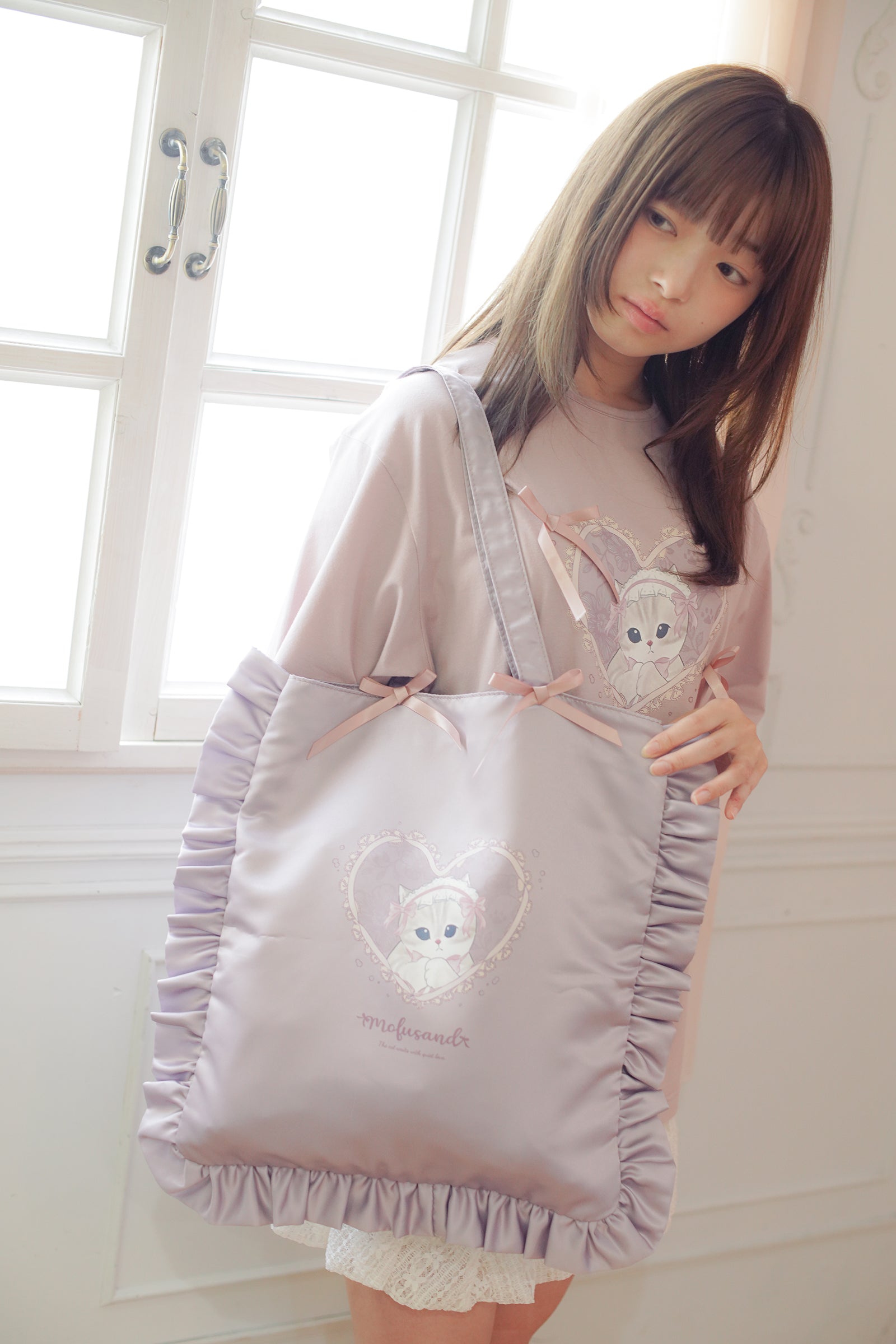 【2BUY10%OFF対象商品】mofusand バレエコア トートバッグ ももりぼにゃん ピンク