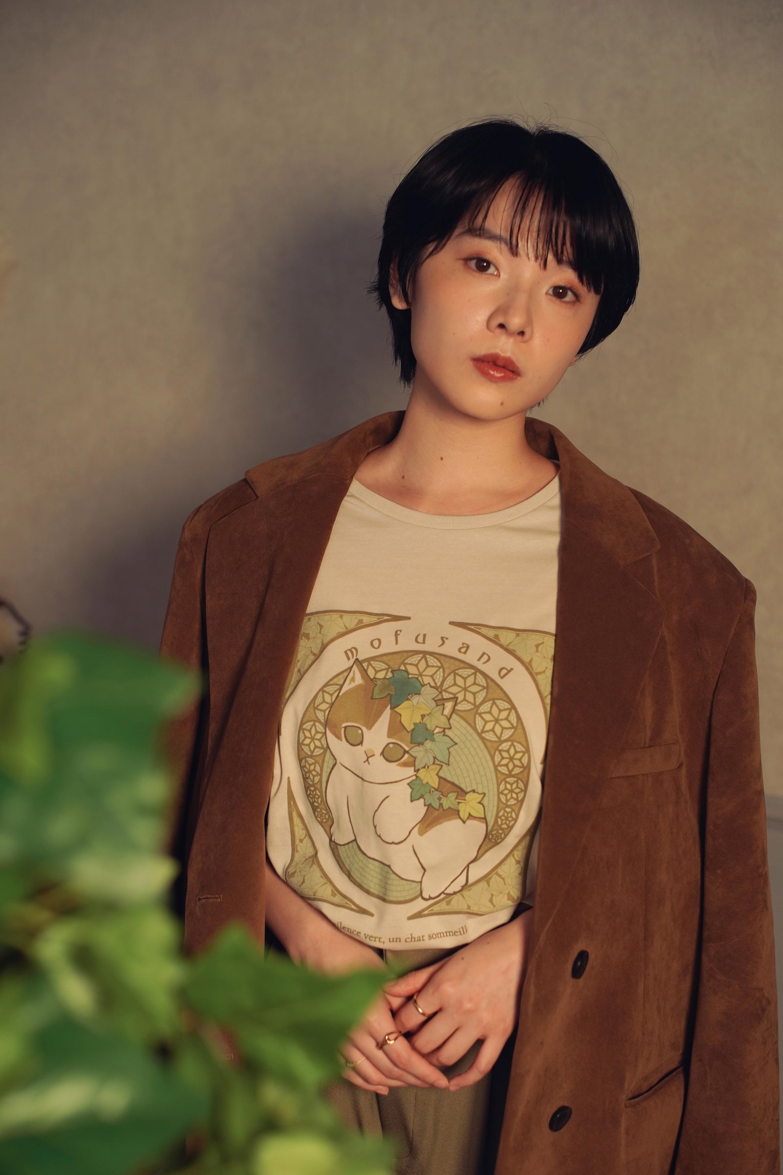 【2BUY10%OFF対象商品】mofusand   Tシャツ アールヌーヴォー風 アイビー ナチュラル