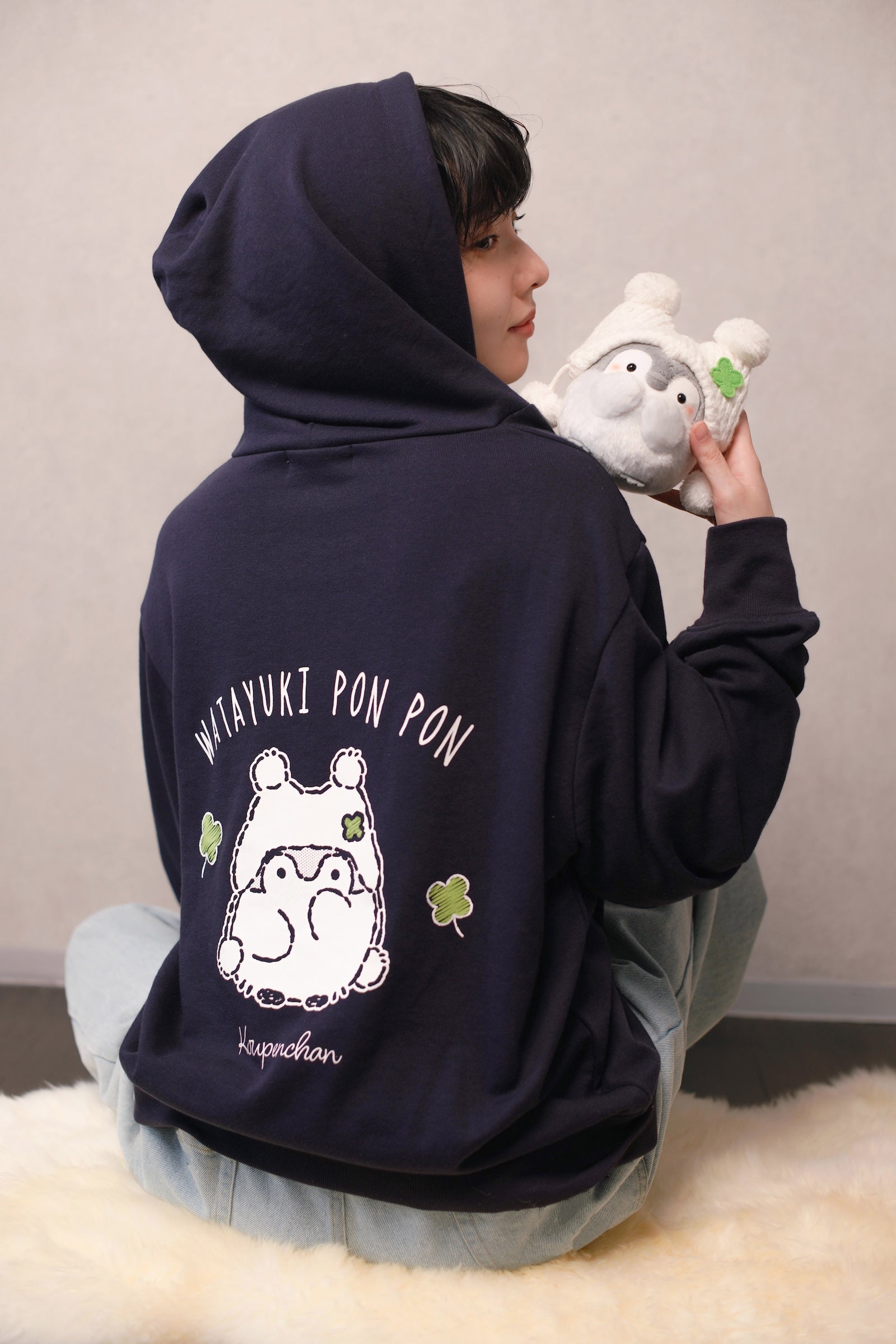 【2BUY10%OFF対象商品】コウペンちゃん ZIPパーカー わた雪ぽんぽん ネイビー
