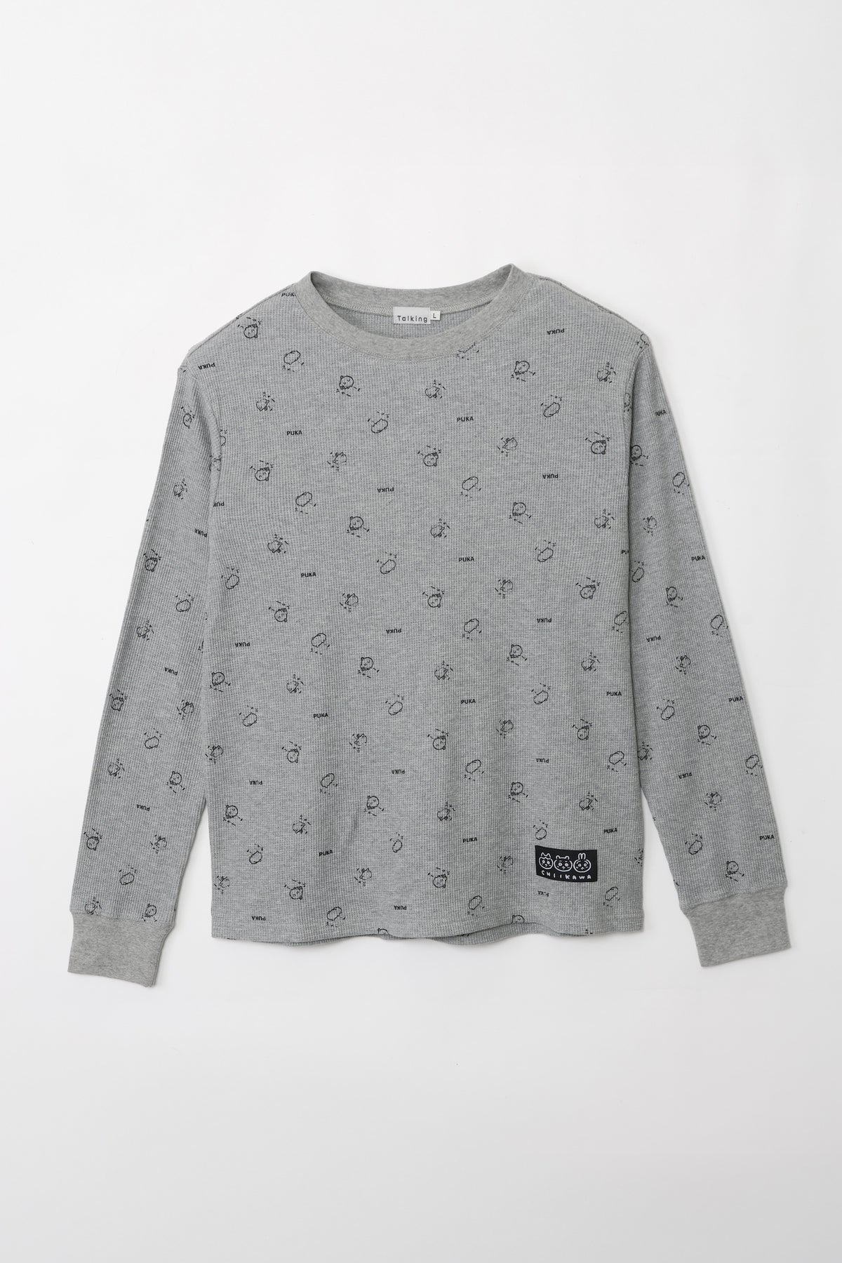 ちいかわ ワッフル長袖Tシャツ プカー グレー