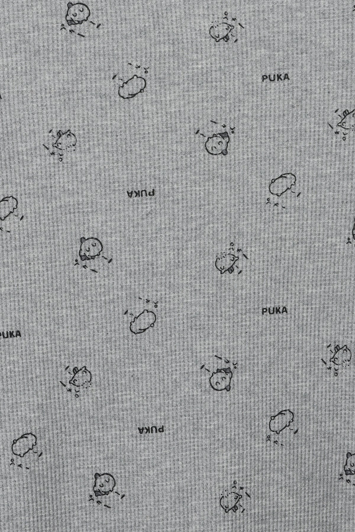 ちいかわ ワッフル長袖Tシャツ プカー グレー