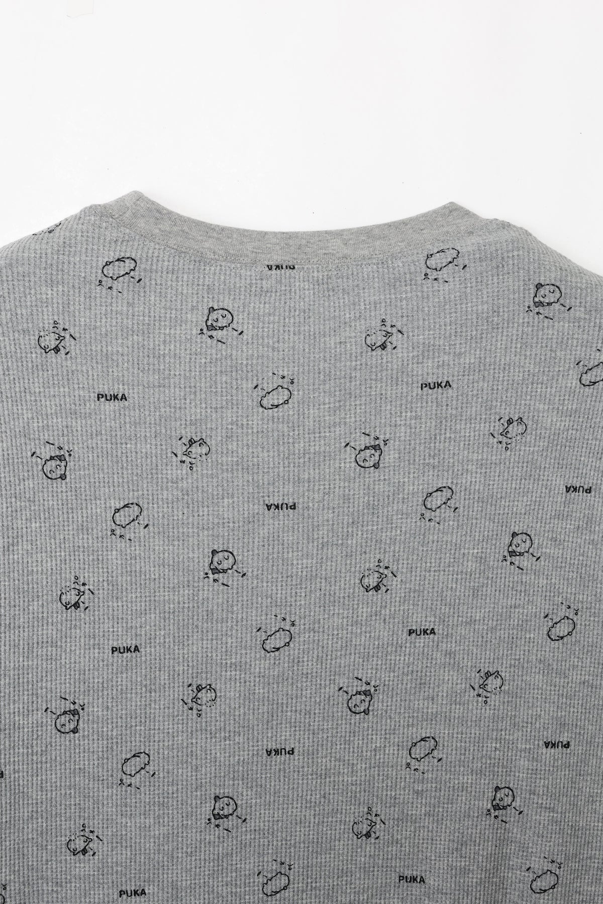 ちいかわ ワッフル長袖Tシャツ プカー グレー