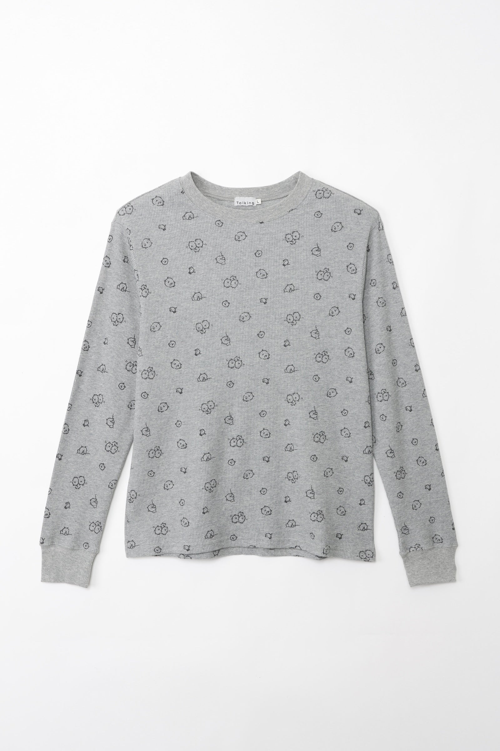 ナガノキャラクターズ ワッフル長袖Tシャツ 思いを馳せる グレー