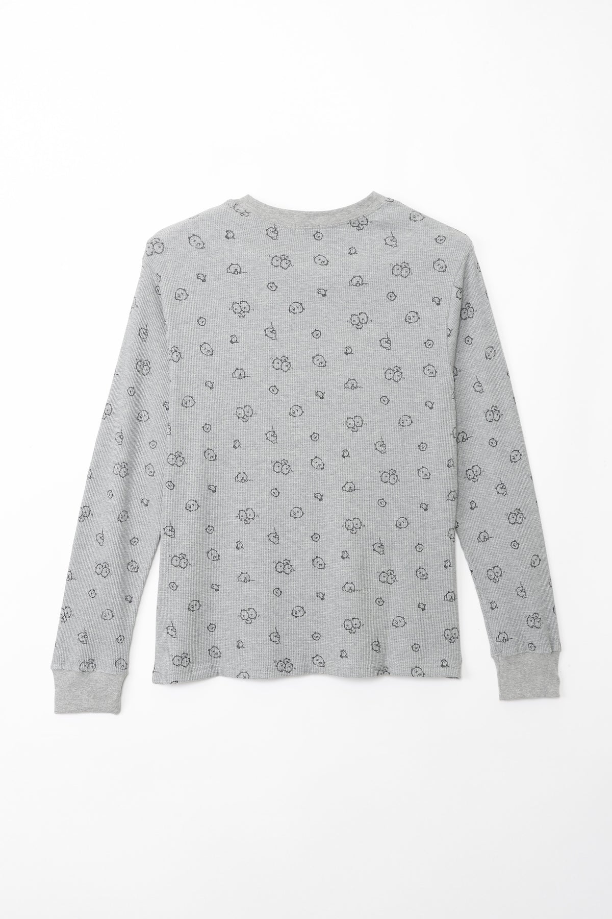 ナガノキャラクターズ ワッフル長袖Tシャツ 思いを馳せる グレー