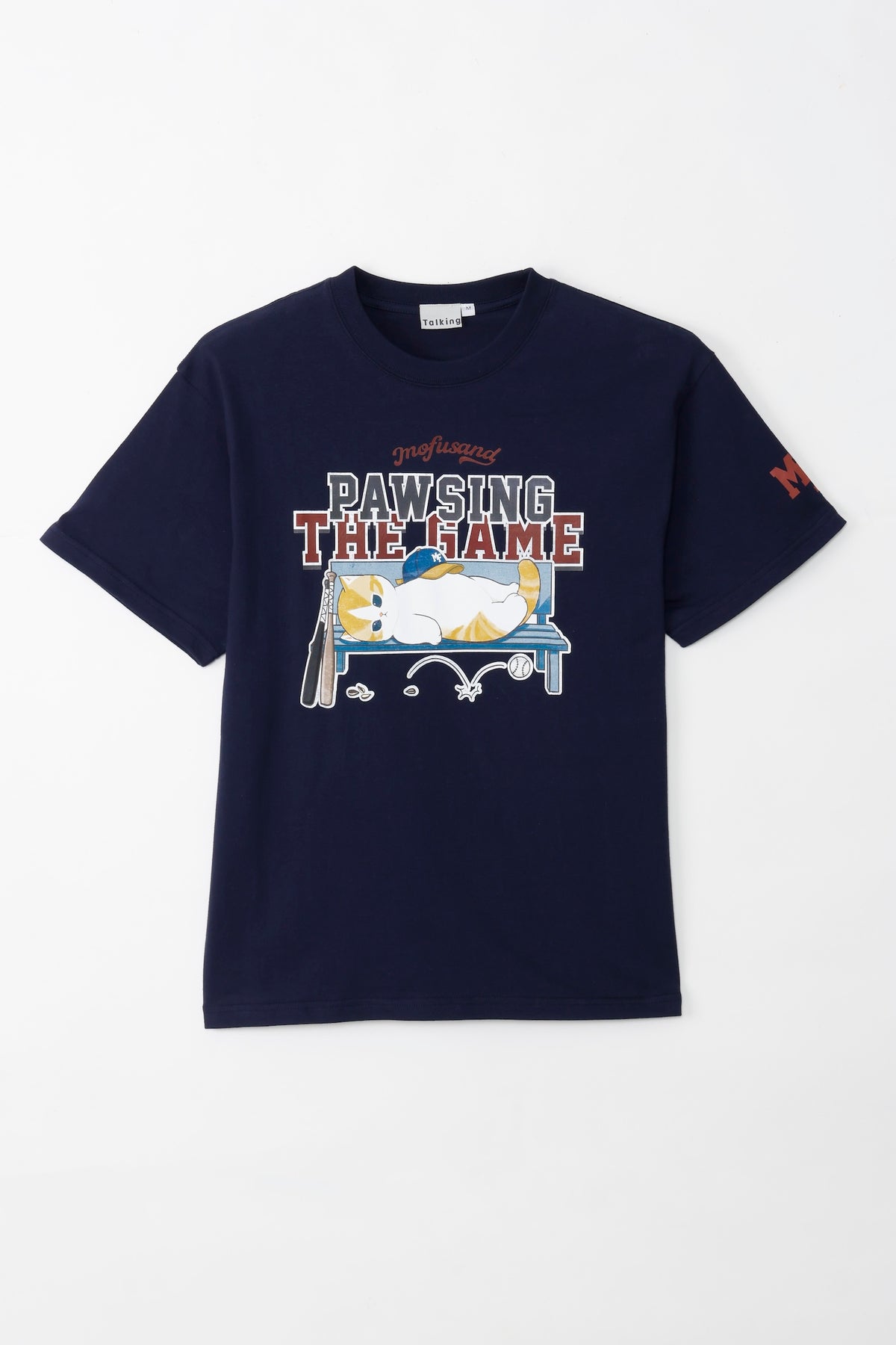 mofusand Tシャツ PAWSING THE GAME  ネイビー