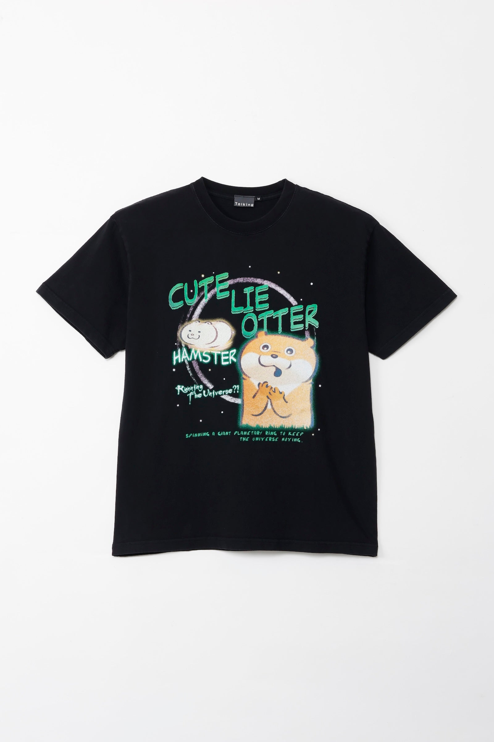 【先行販売】可愛い嘘のカワウソ Tシャツ ハムスターが宇宙を?! ブラック