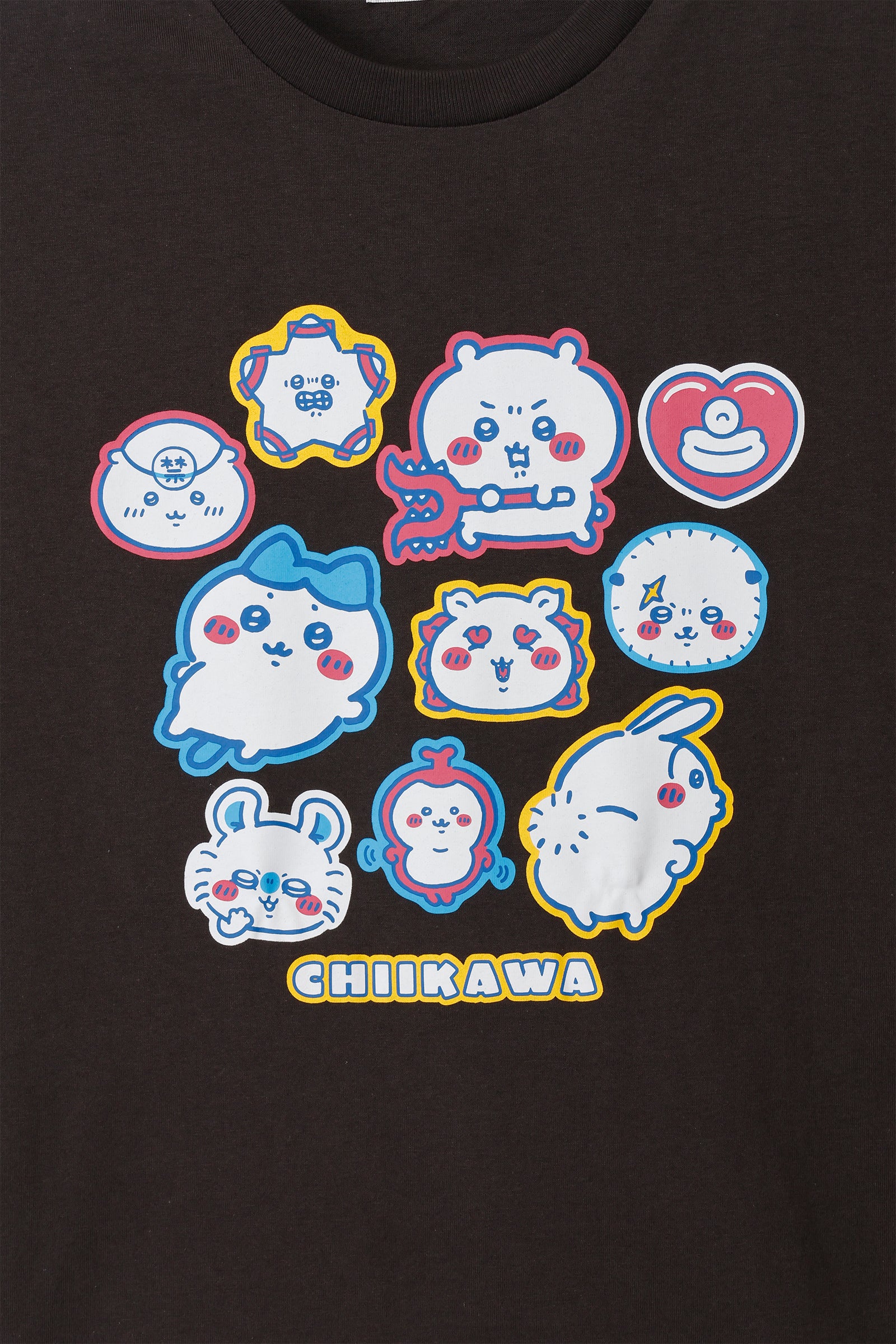 ちいかわ パックTシャツ おしりズリズリ/ステッカー ホワイト/スミ