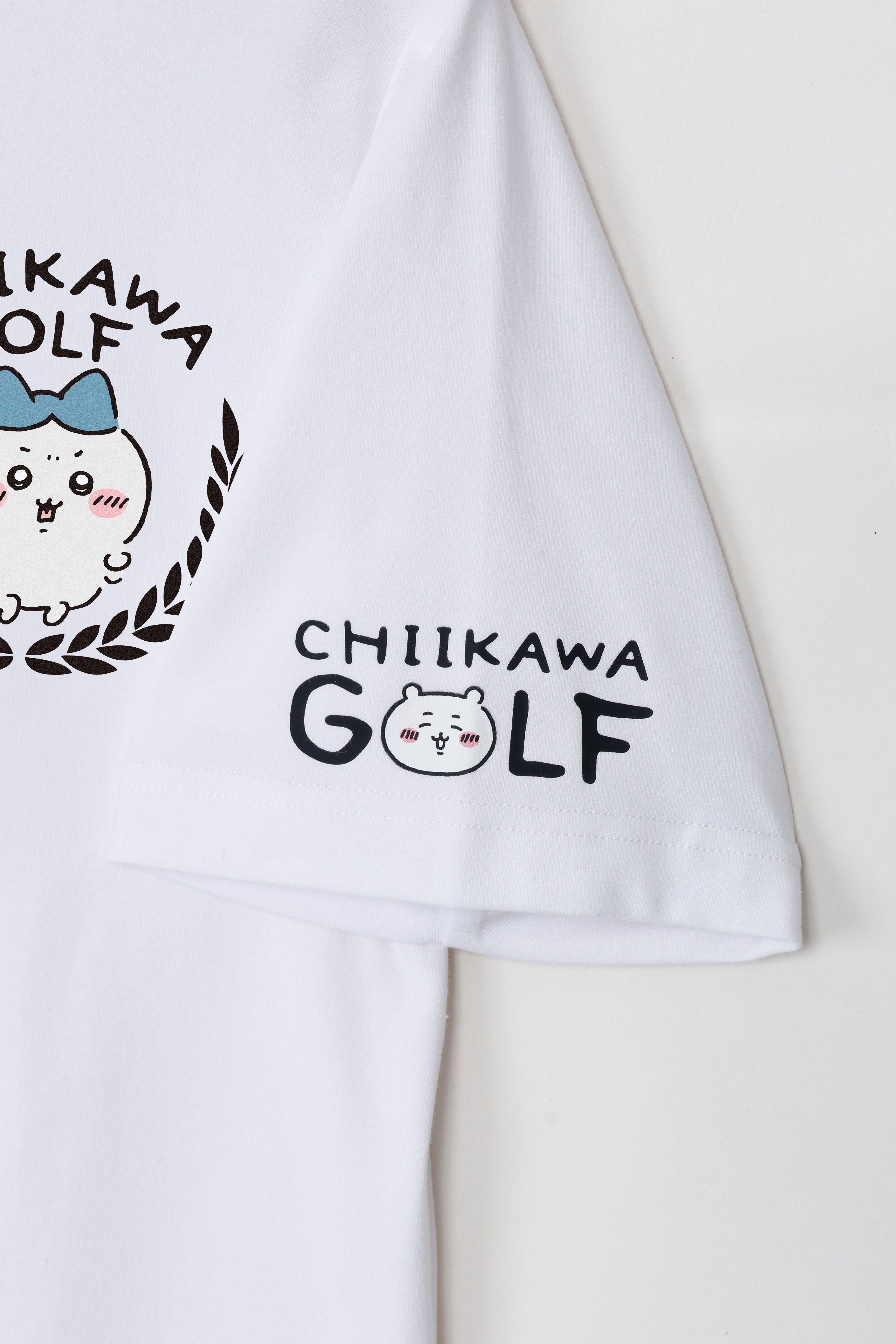ちいかわGOLF モックネックTシャツ ハチワレエンブレム ホワイト ちいかわGOLF モックネックTシャツ ハチワレエンブレム ホワイト