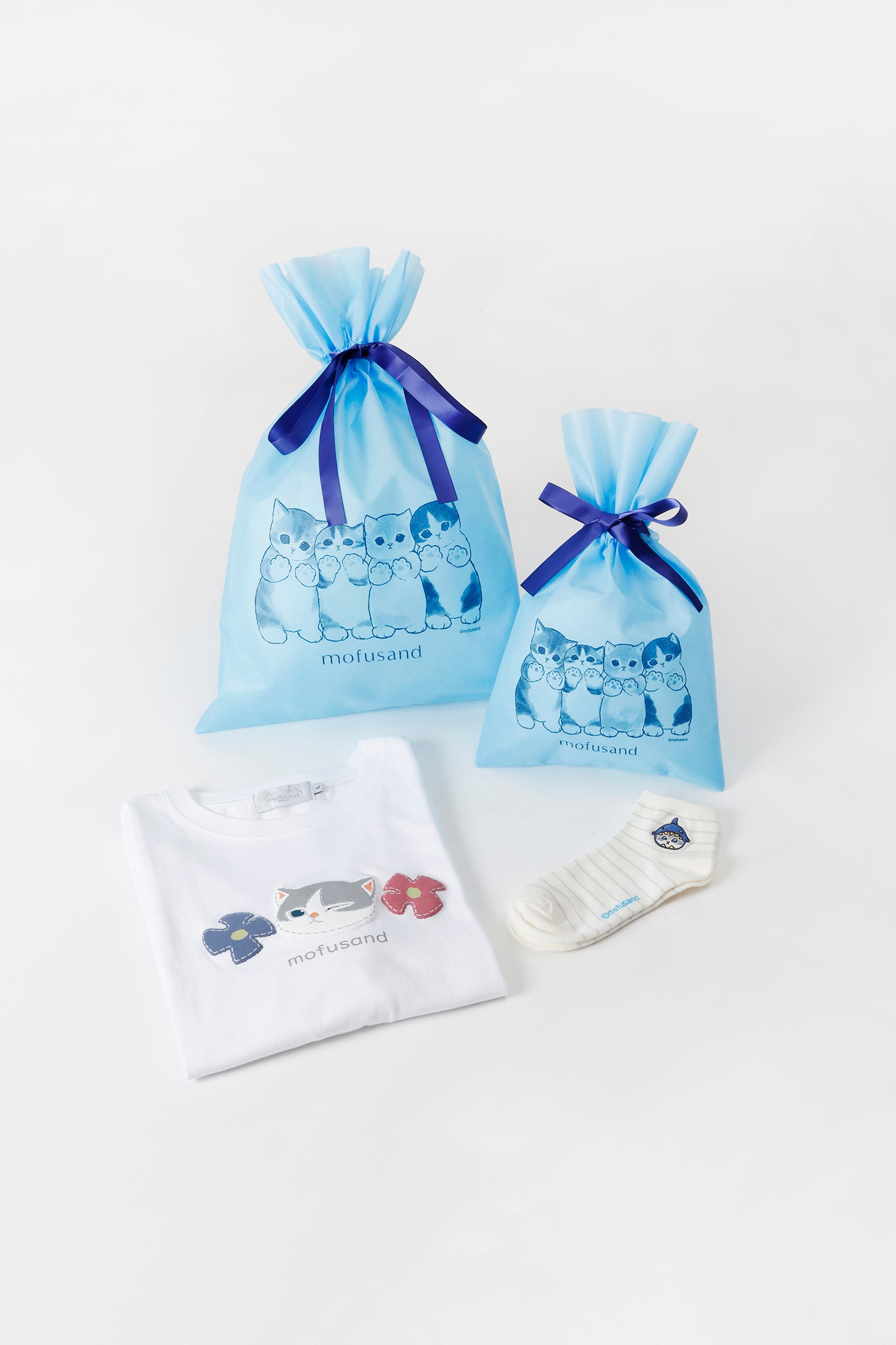 【2BUY10%OFF対象商品】mofusand ギフトバッグ ブルー