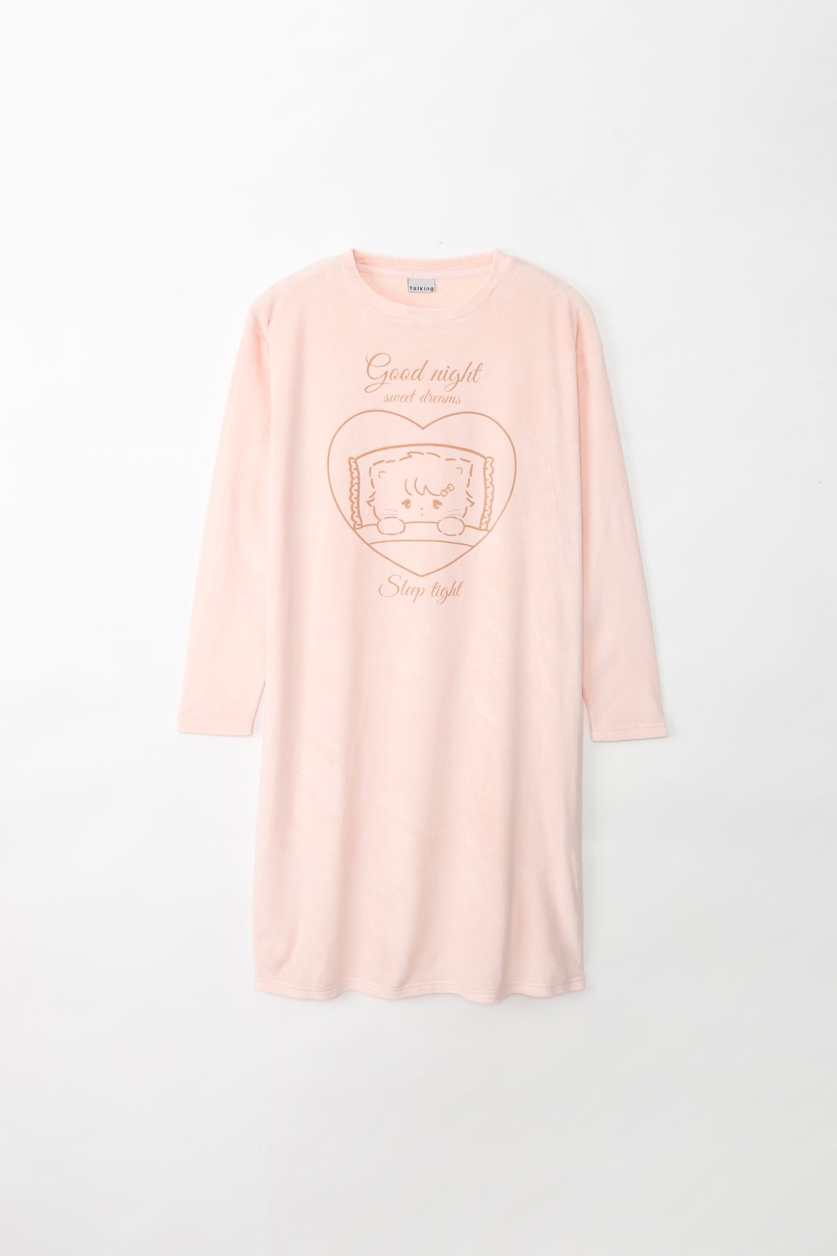 Lil ala mode ルームウェアワンピース GOOD NIGHT ピンクベージュ FREE