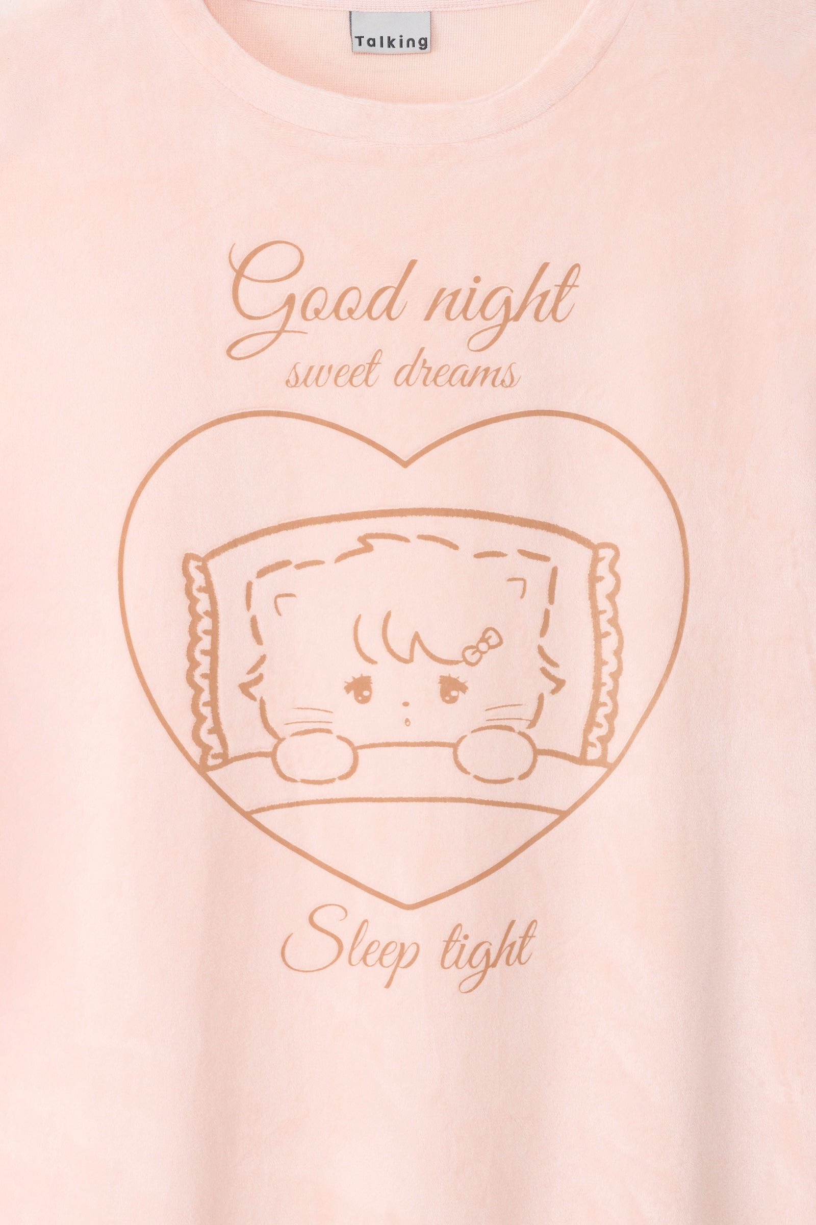 Lil ala mode ルームウェアワンピース GOOD NIGHT ピンクベージュ FREE