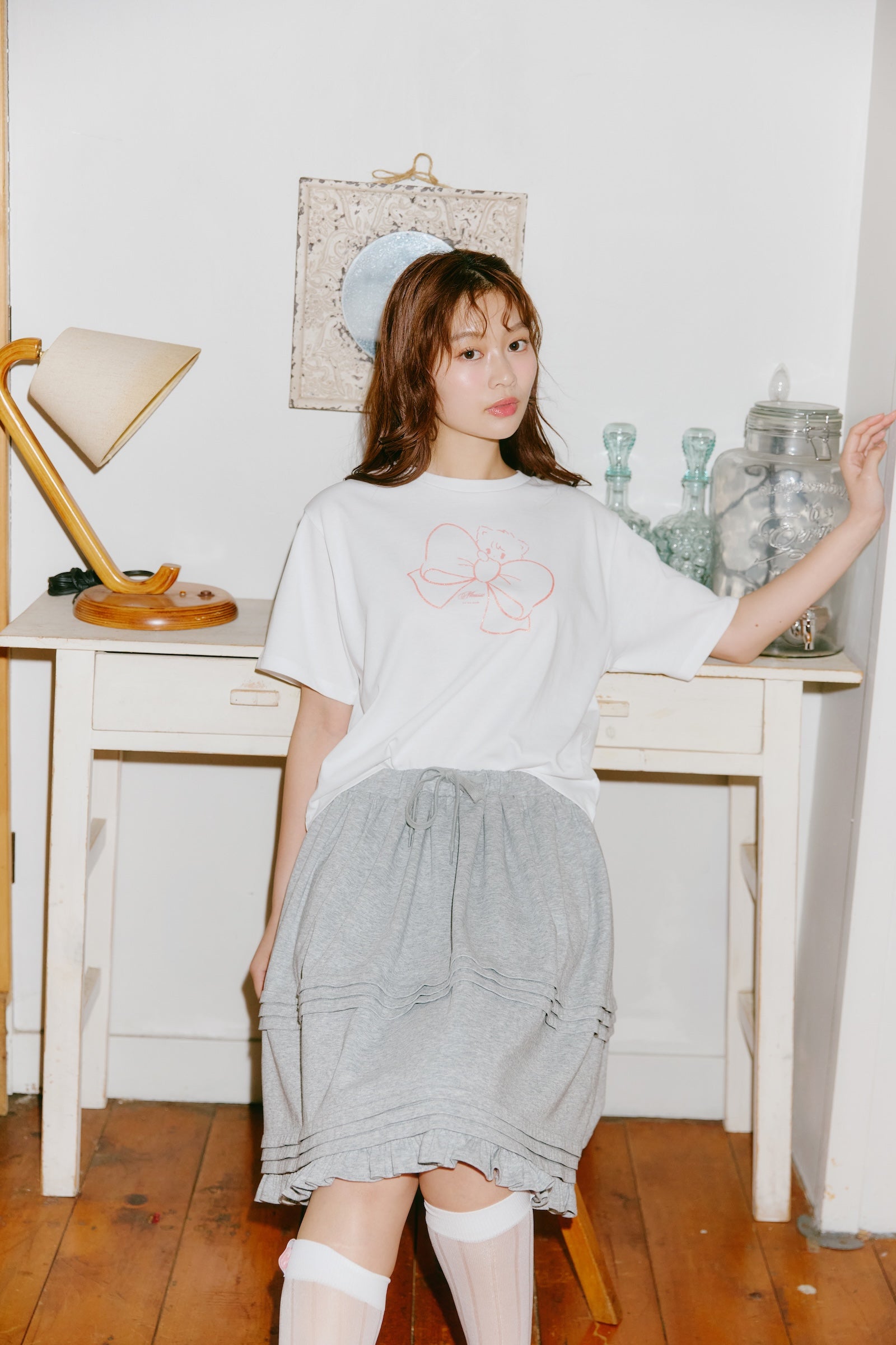 Lil ala mode Tシャツ RIBBON MOUSSE ホワイト