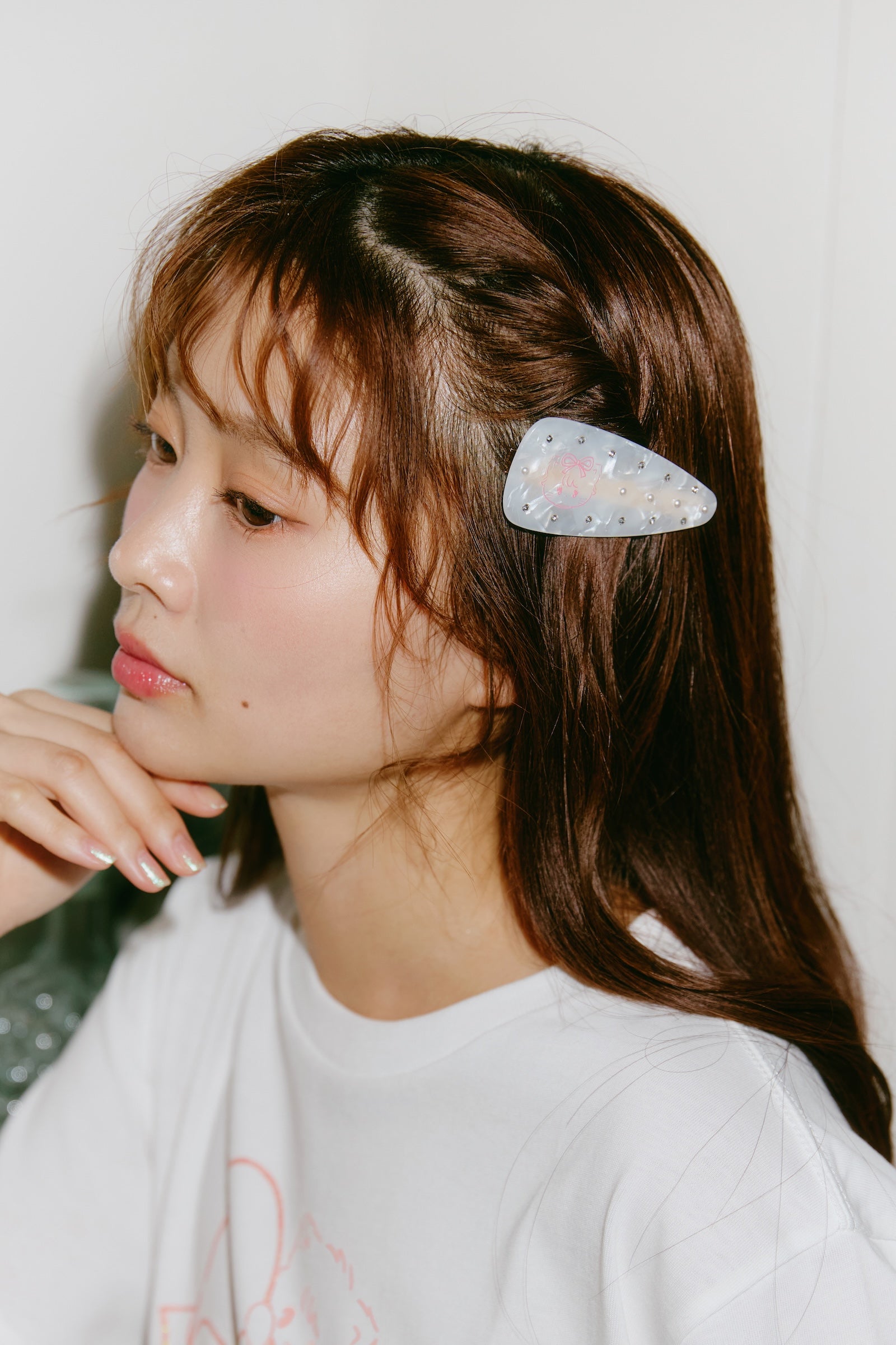 ◯公式サイト完売◯alo アイボリー✕ライトココア ヘアクリップ Lil ala mode ヘアクリップ ムース ホワイト