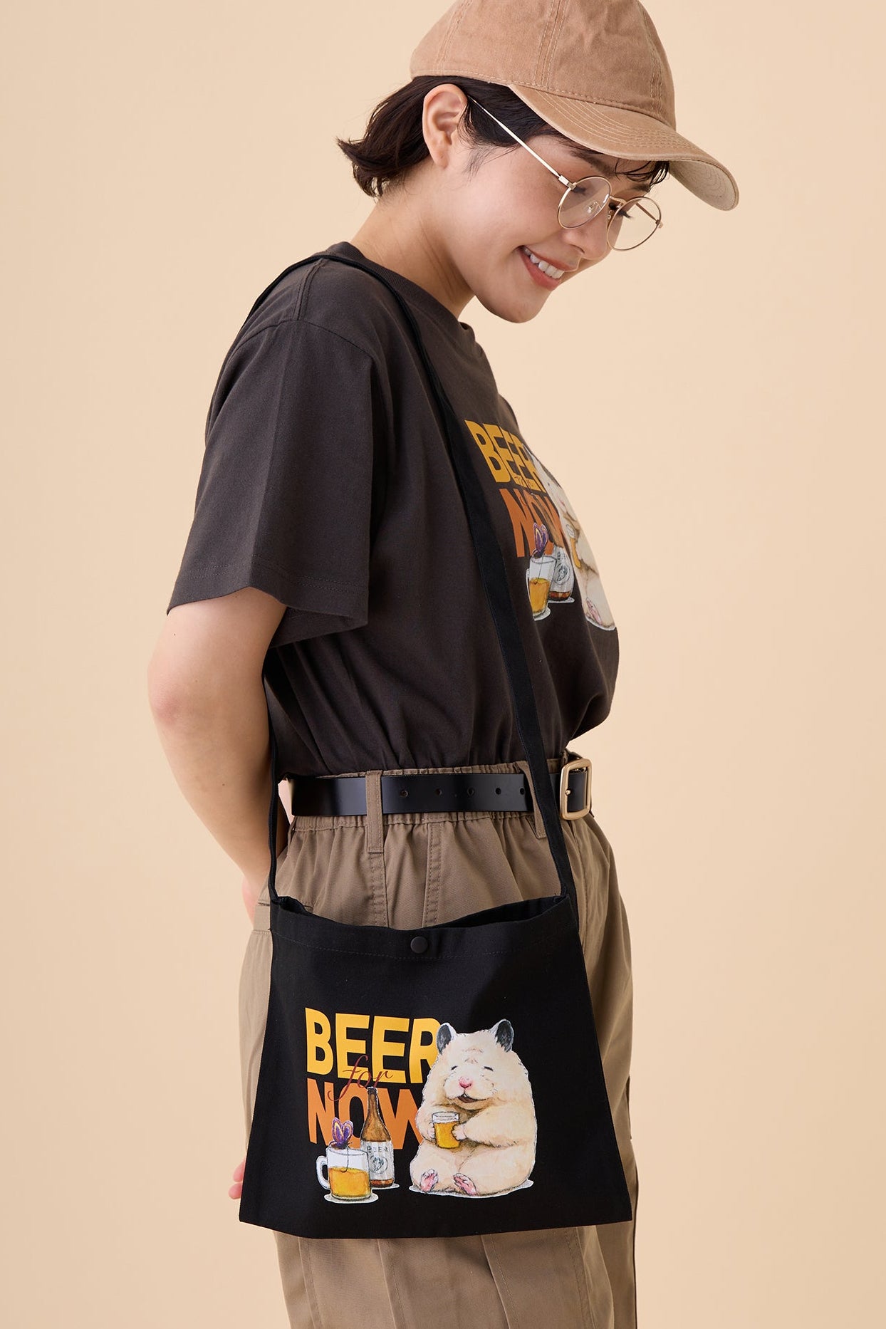助六の日常 サコッシュ BEER FOR NOW ブラック