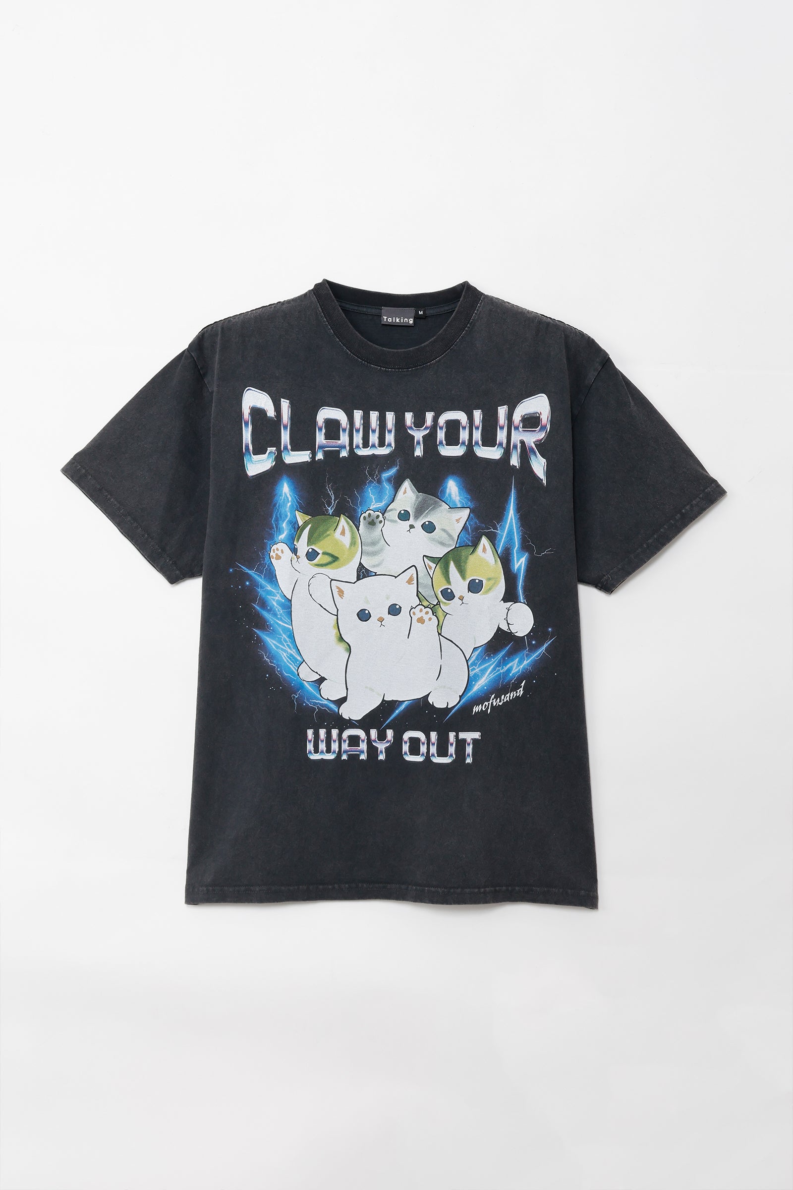 【7月中旬以降お届け】mofusand  Tシャツ  CLAW YOUR WAY OUT スミ