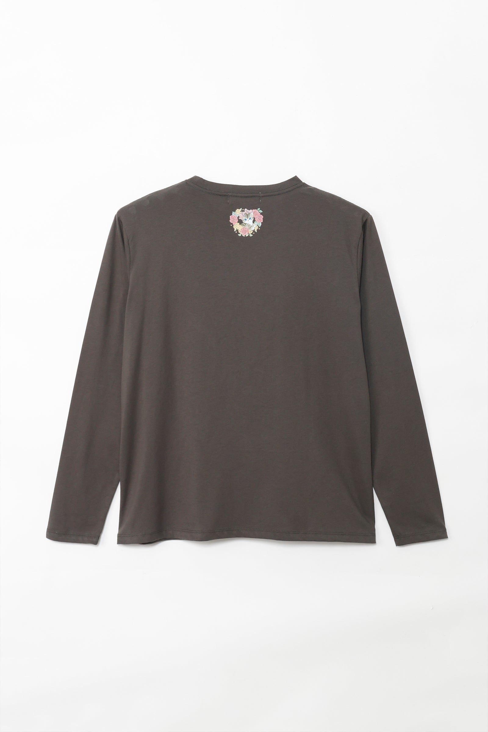 mofusand×日比谷花壇 長袖Tシャツ バラ柄 スミクロ