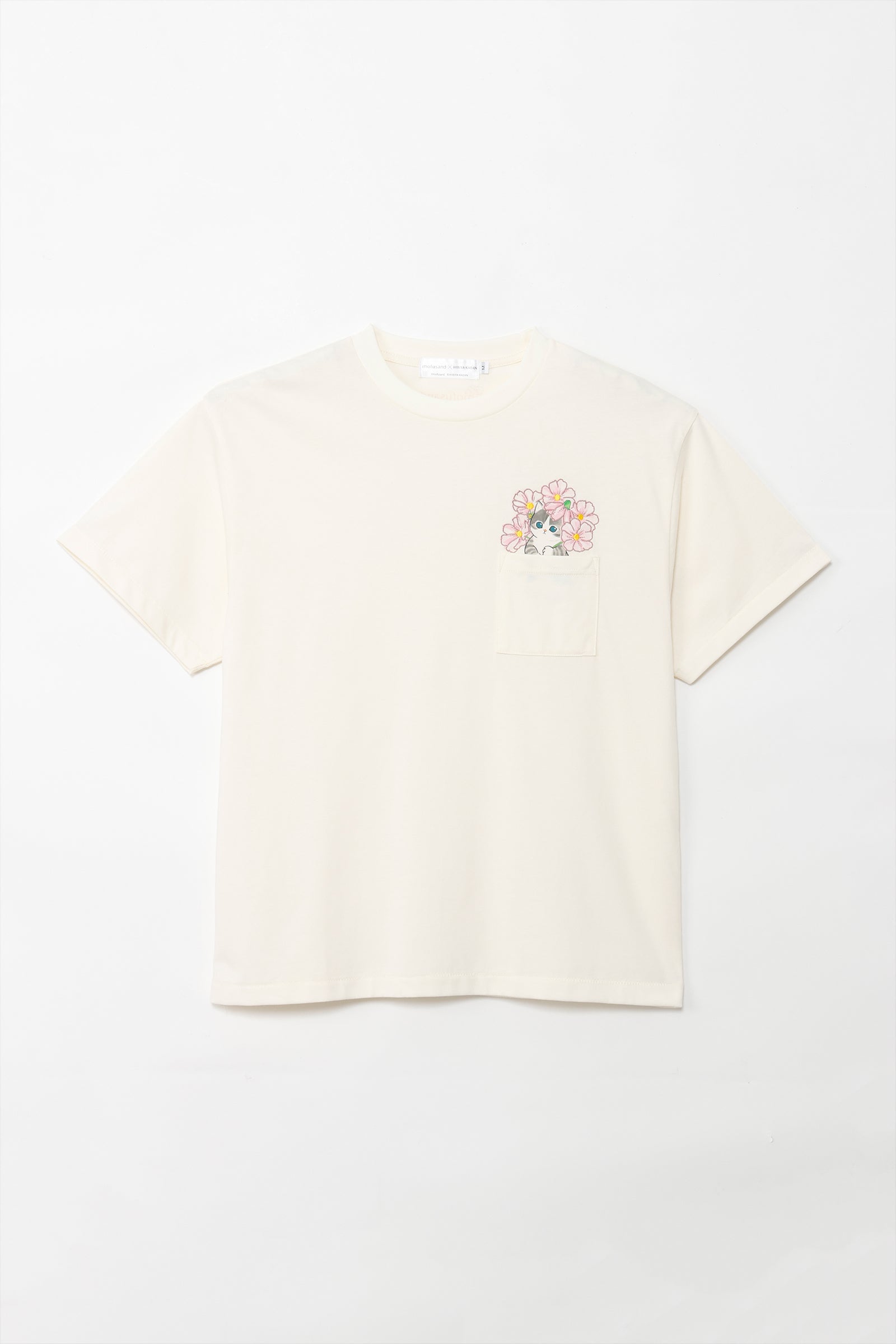 mofusand×日比谷花壇 Tシャツ コスモス オフホワイト