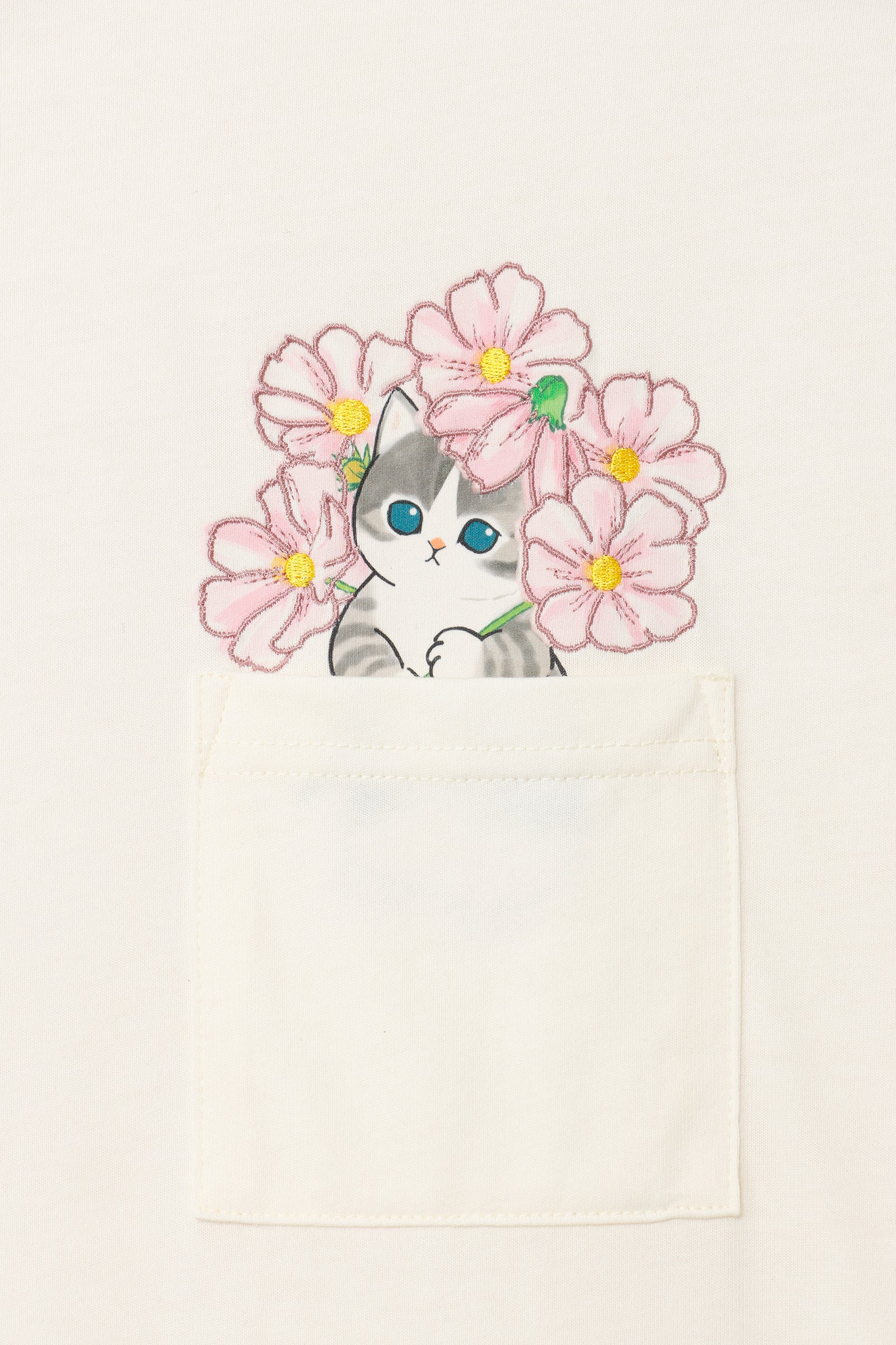 mofusand×日比谷花壇 Tシャツ コスモス オフホワイト