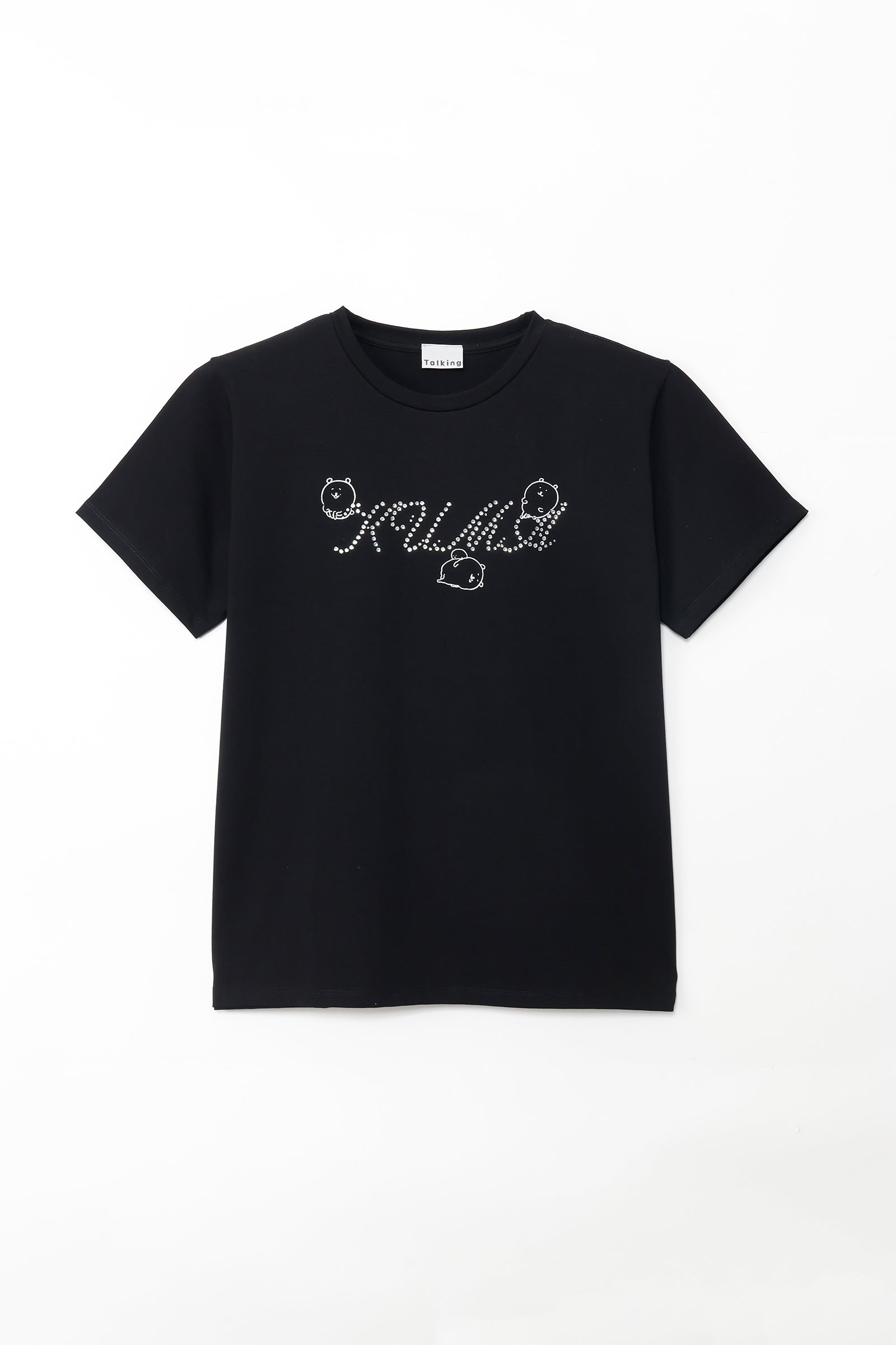 ナガノキャラクターズ ラインストーンTシャツ DECO(くま) ブラック