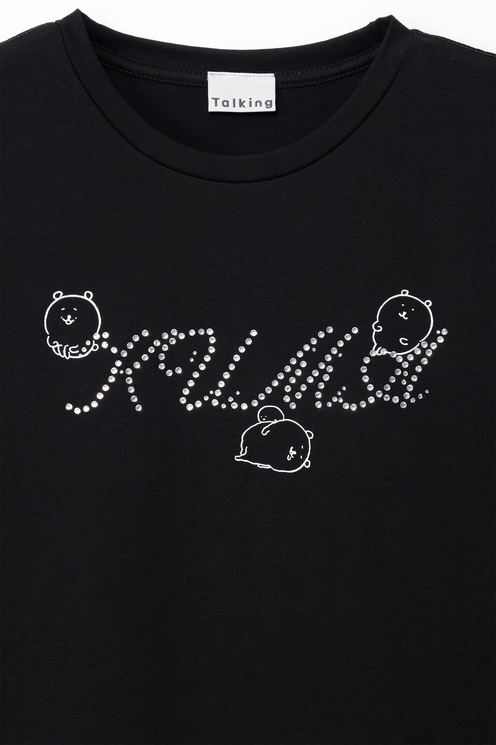ナガノキャラクターズ ラインストーンTシャツ DECO(くま) ブラック